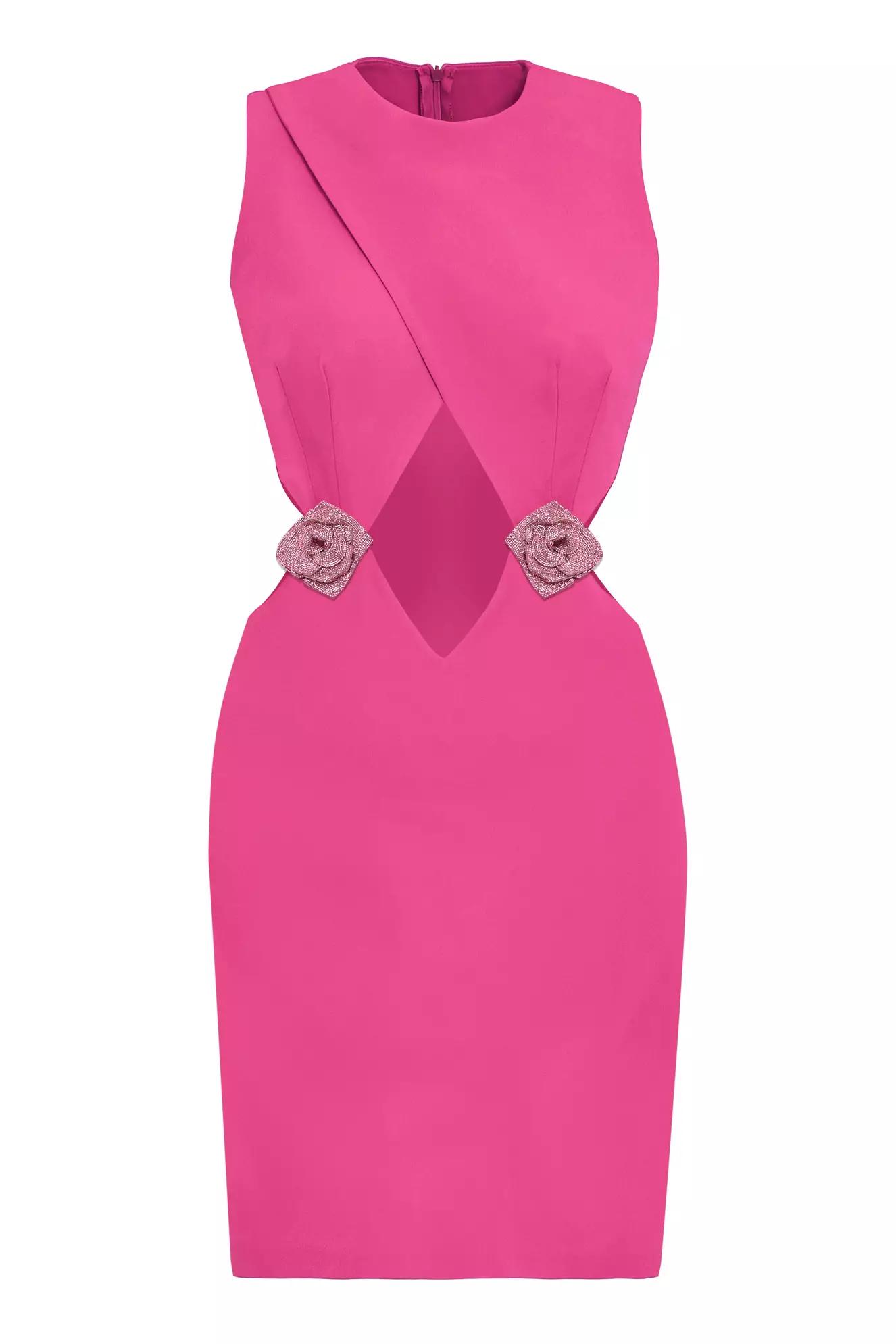 Fuchsia crepe sleeveless mini dress