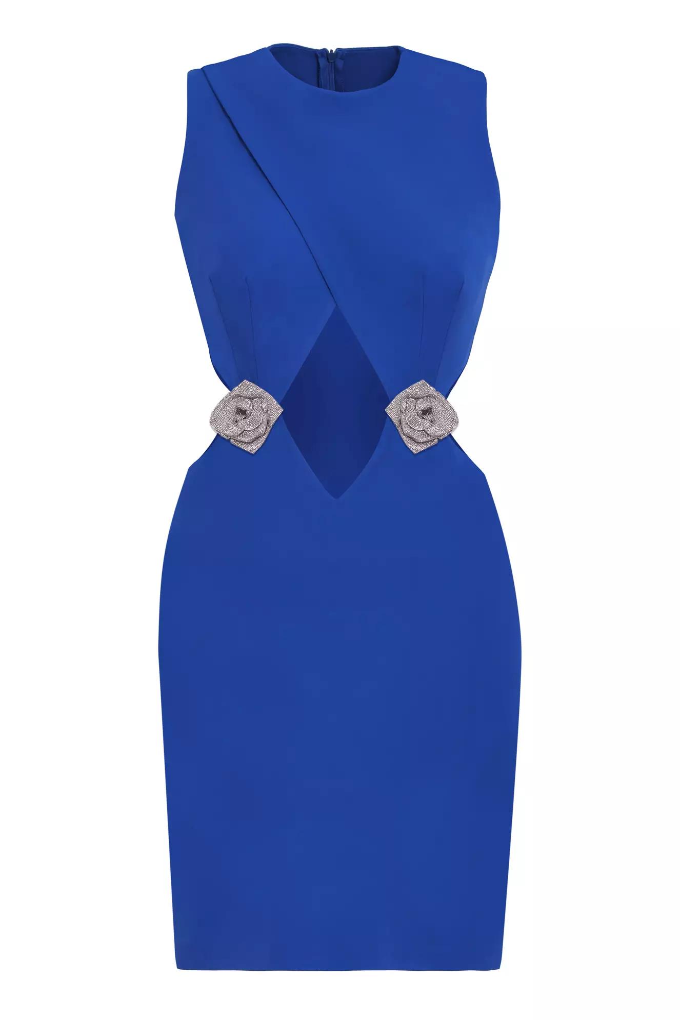 Blue crepe sleeveless mini dress