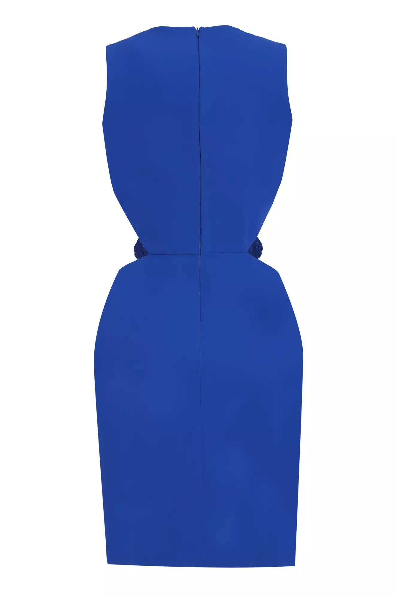 Blue crepe sleeveless mini dress