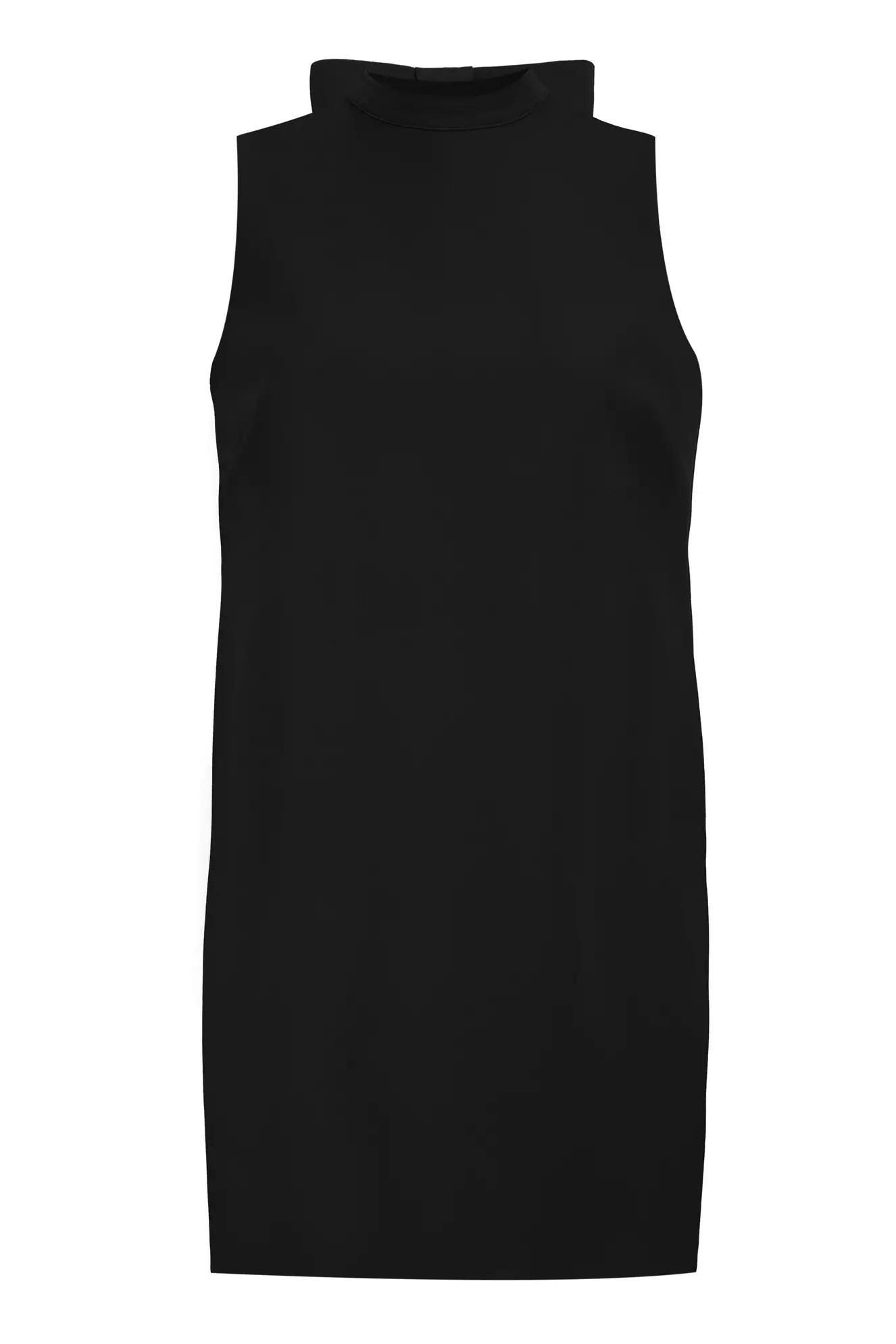 Black crepe sleeveless mini dress