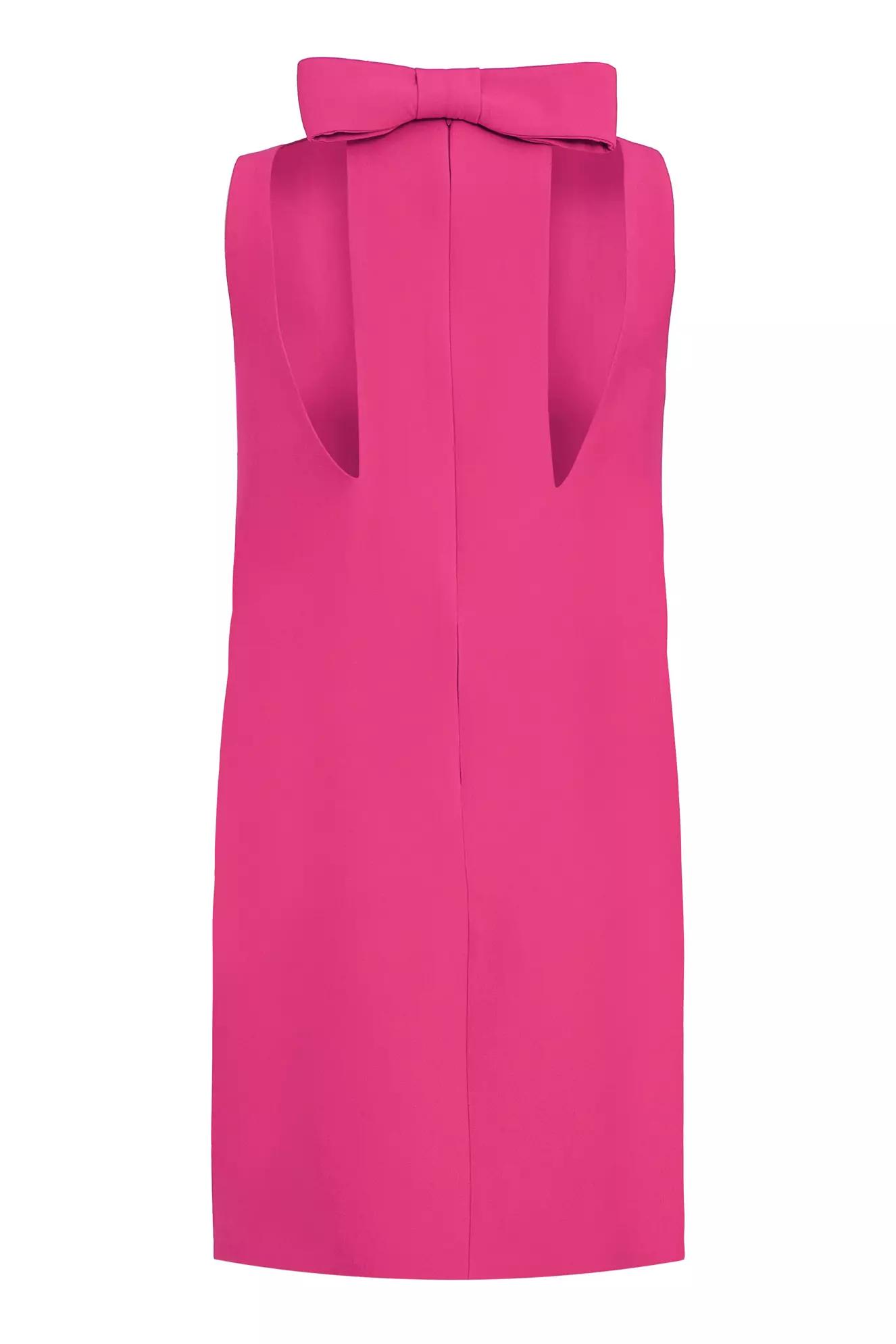 Fuchsia crepe sleeveless mini dress