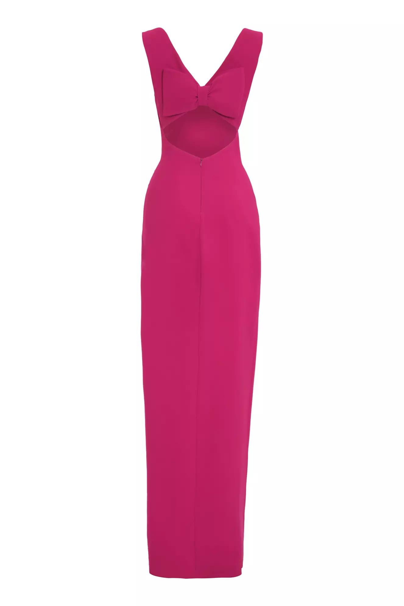 Fuchsia crepe sleeveless long dress