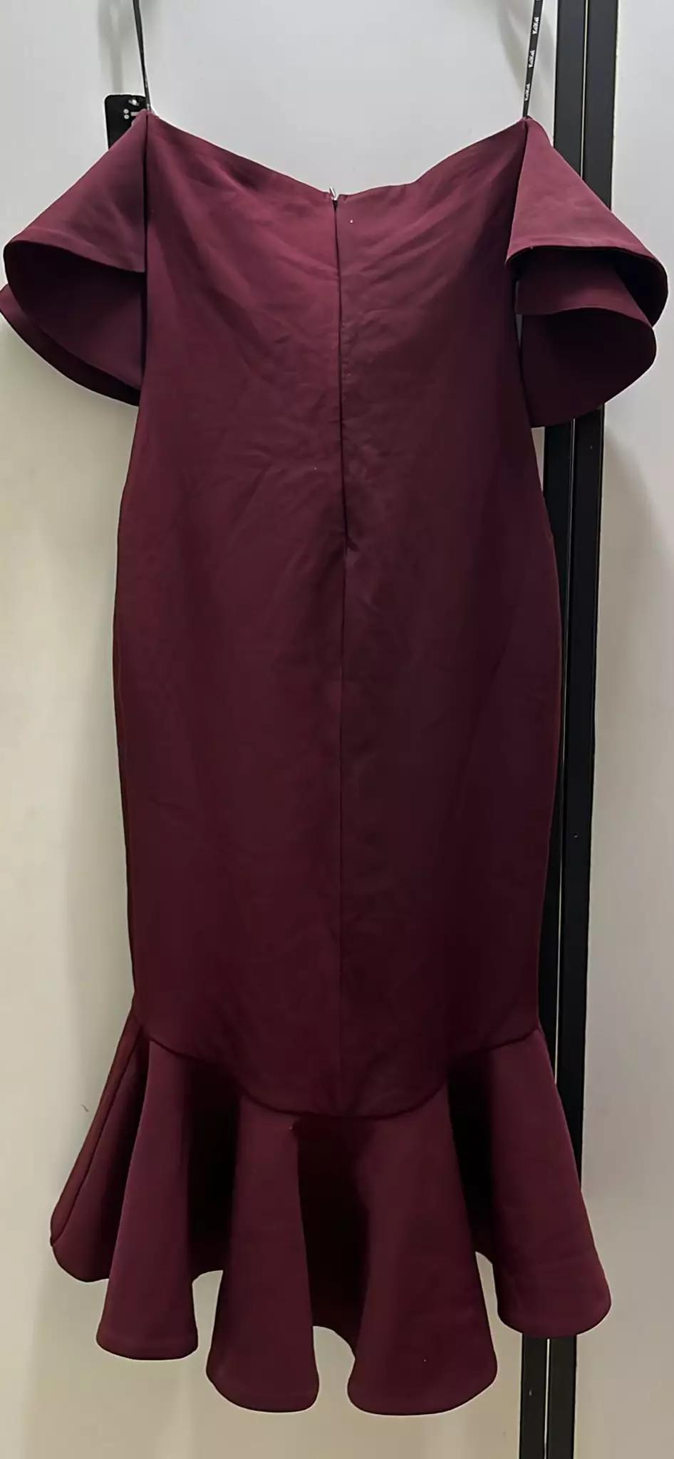 Plum crepe short sleeve midi dress