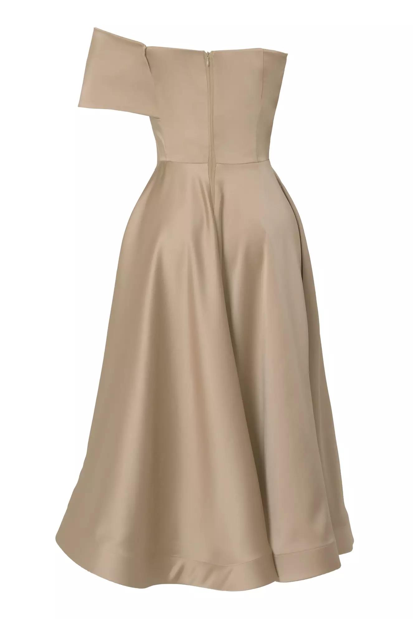 Gold satin sleeveless long dress