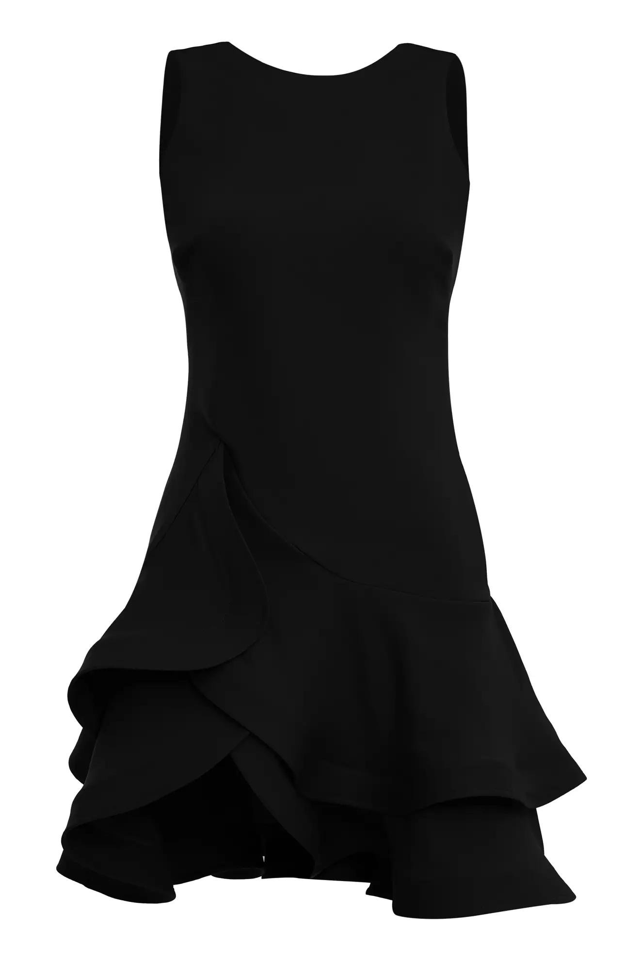 Black crepe sleeveless mini dress