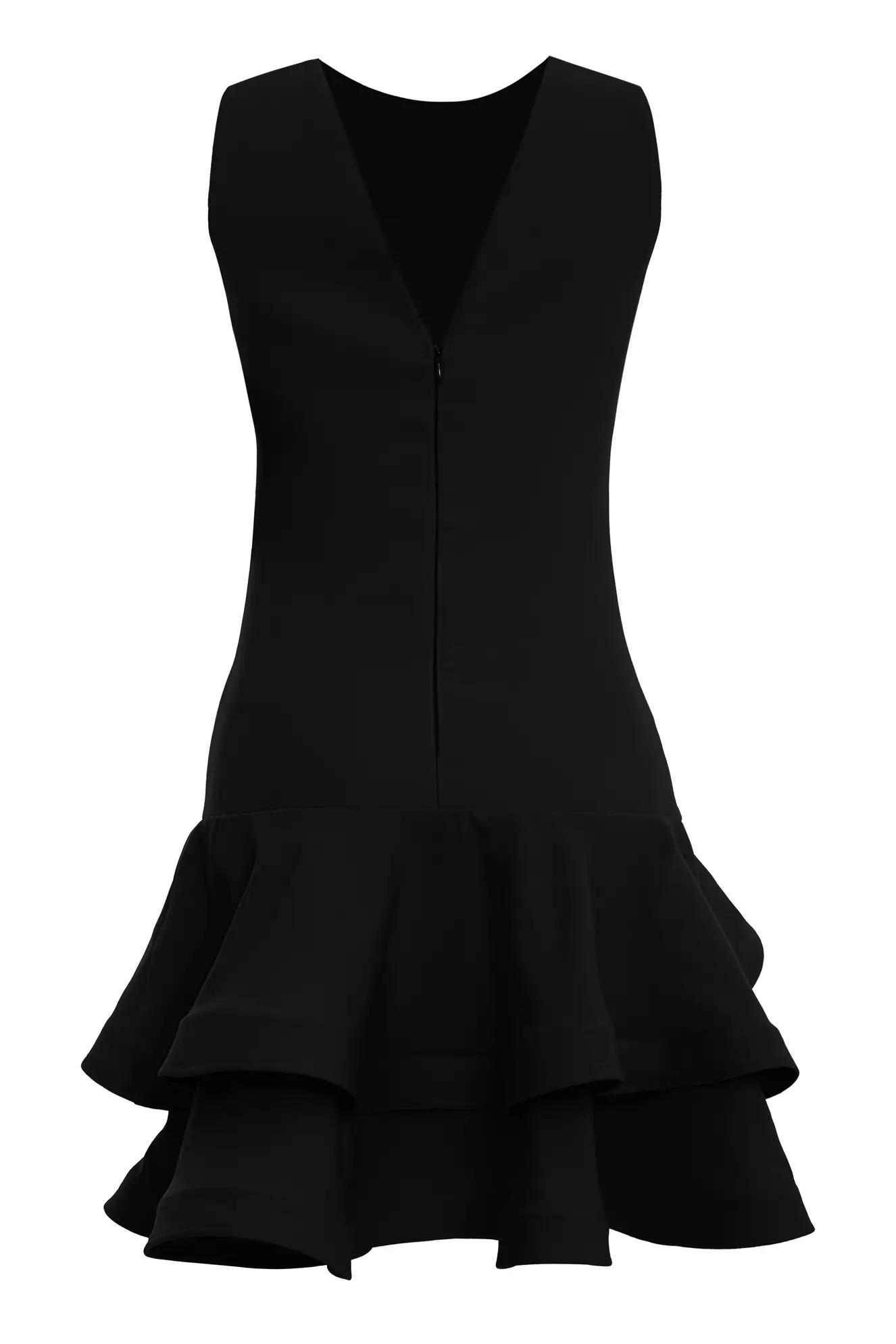 Black crepe sleeveless mini dress