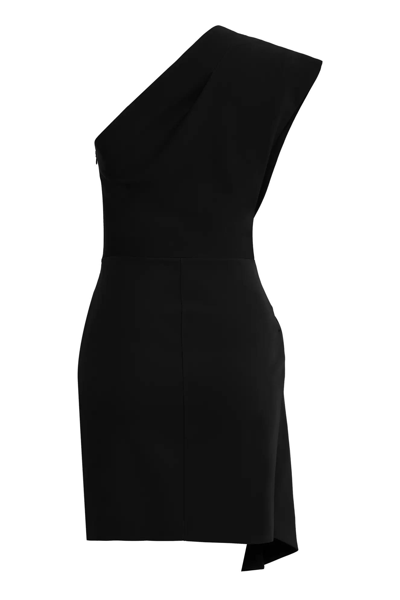 Black crepe one arm mini dress