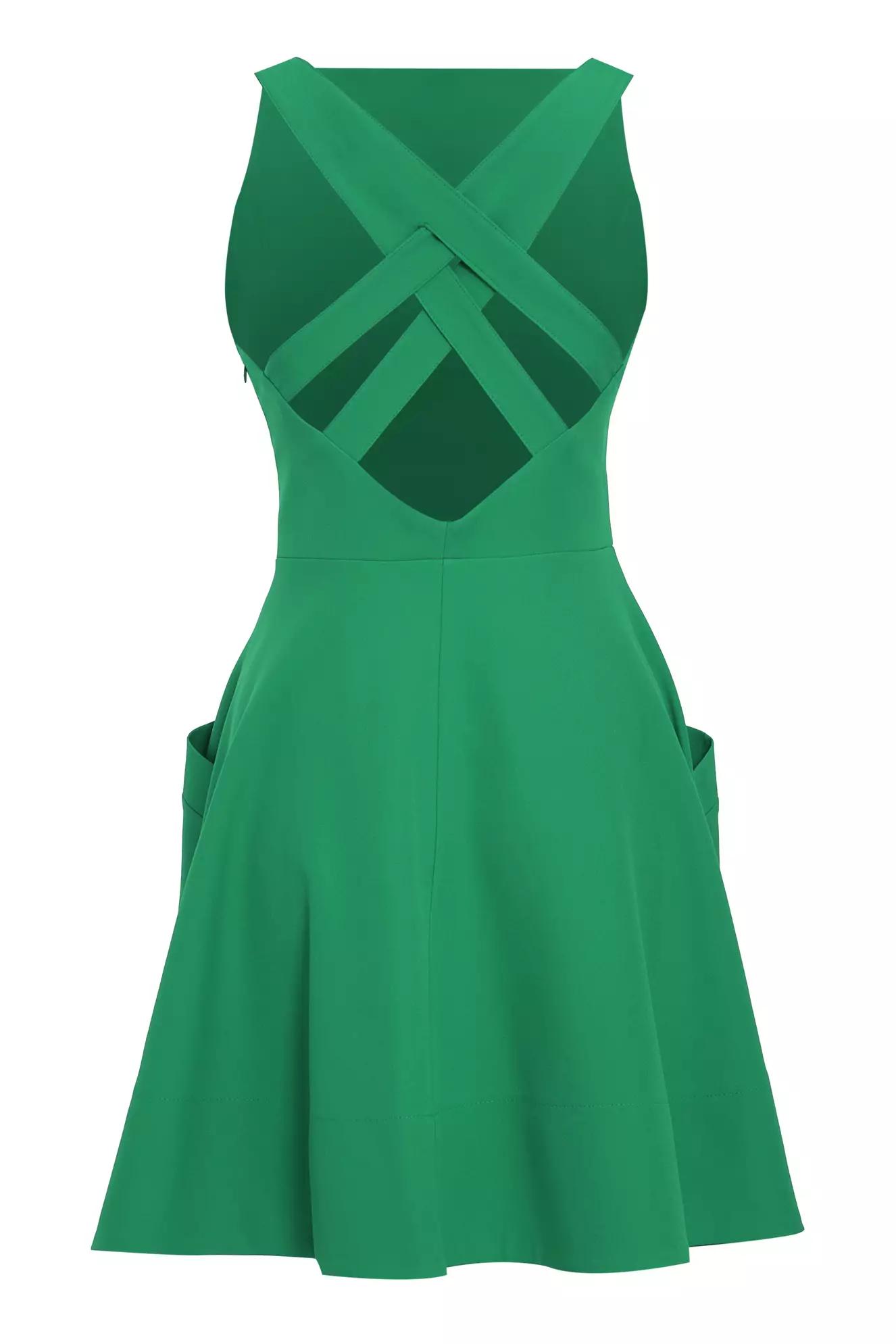 Green crepe sleeveless mini dress