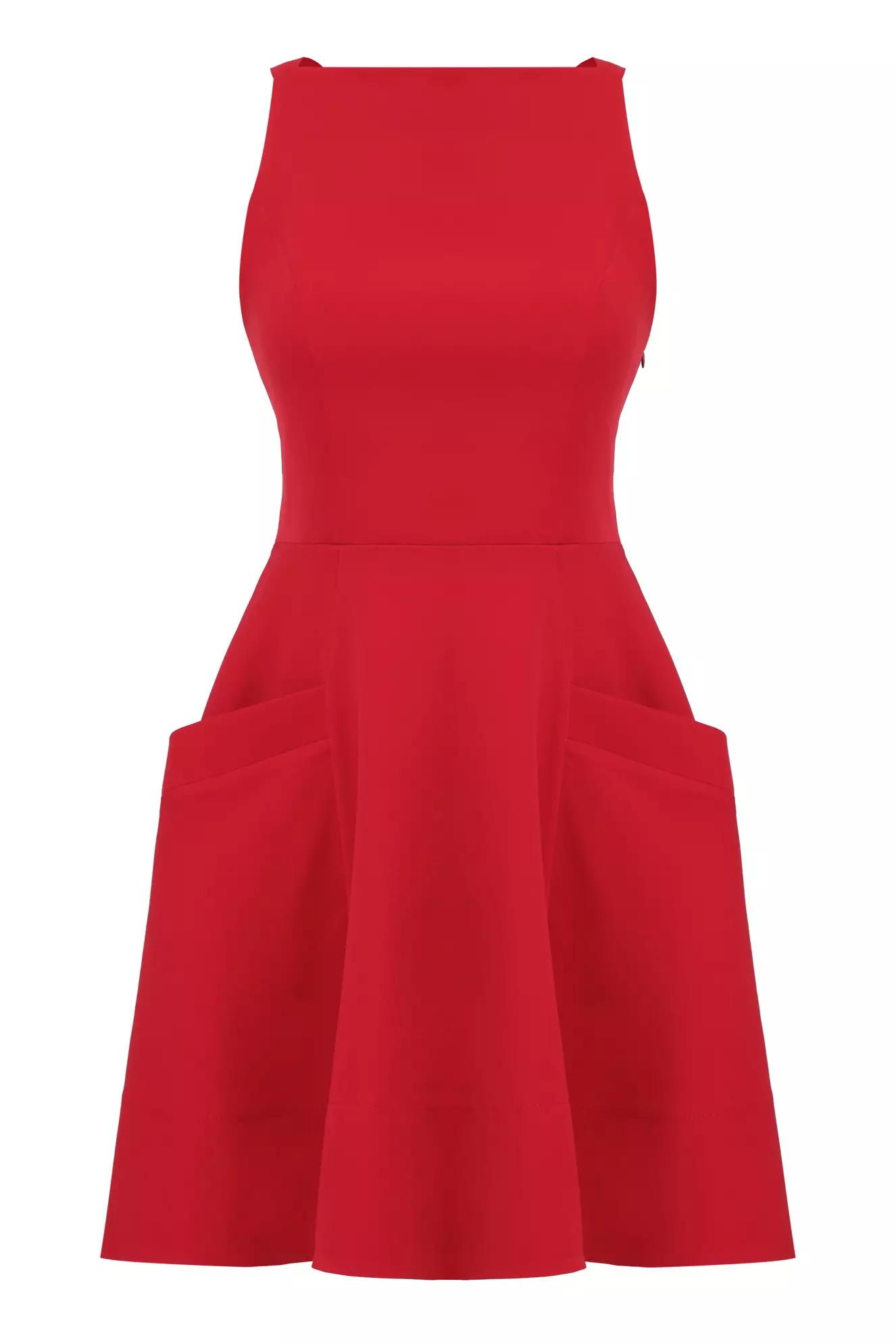 Red crepe sleeveless mini dress