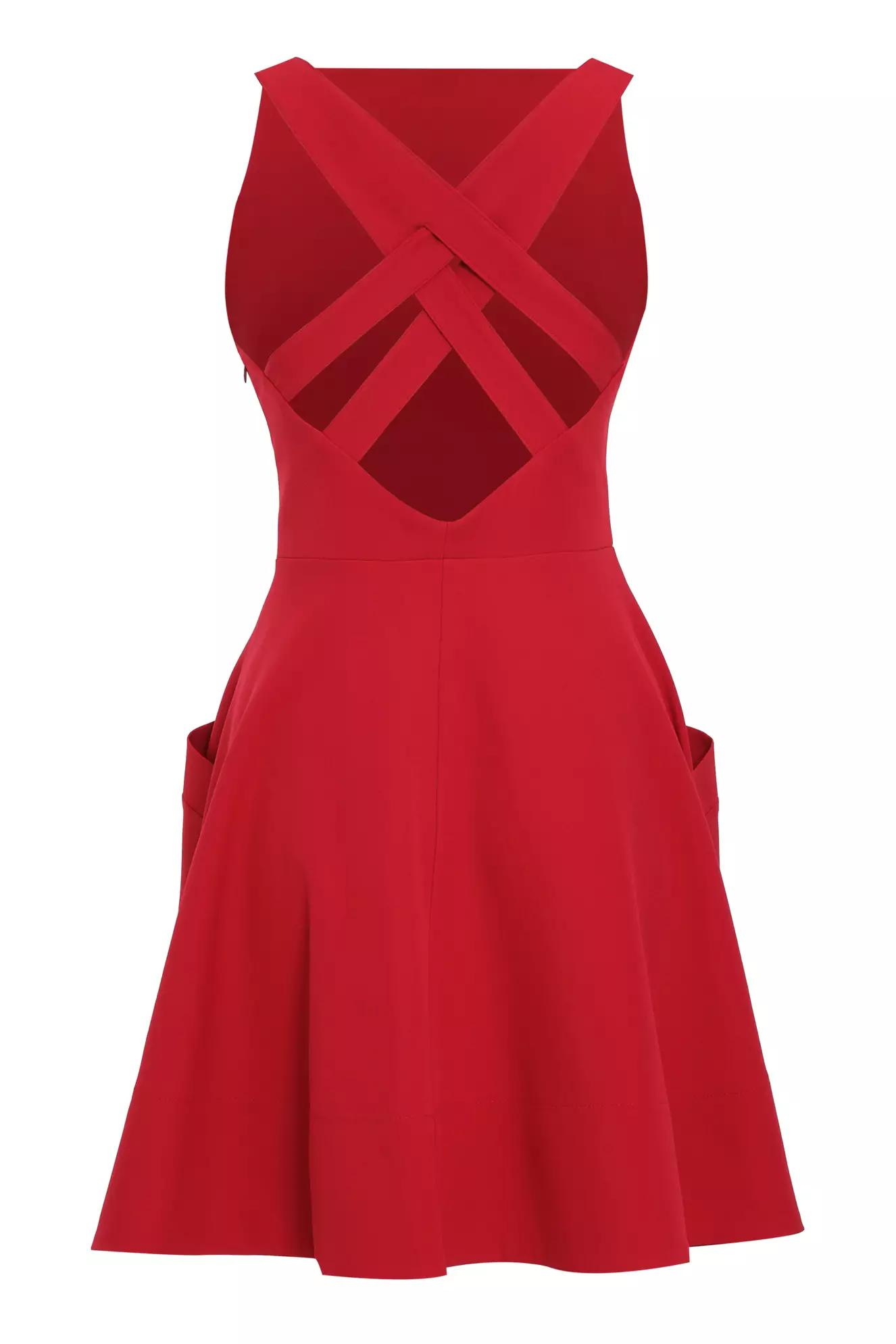 Red crepe sleeveless mini dress