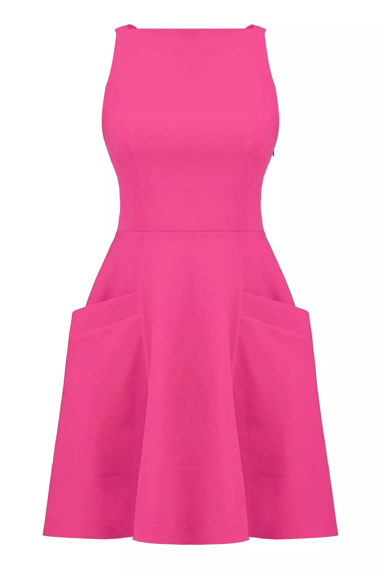 Fuchsia crepe sleeveless mini dress