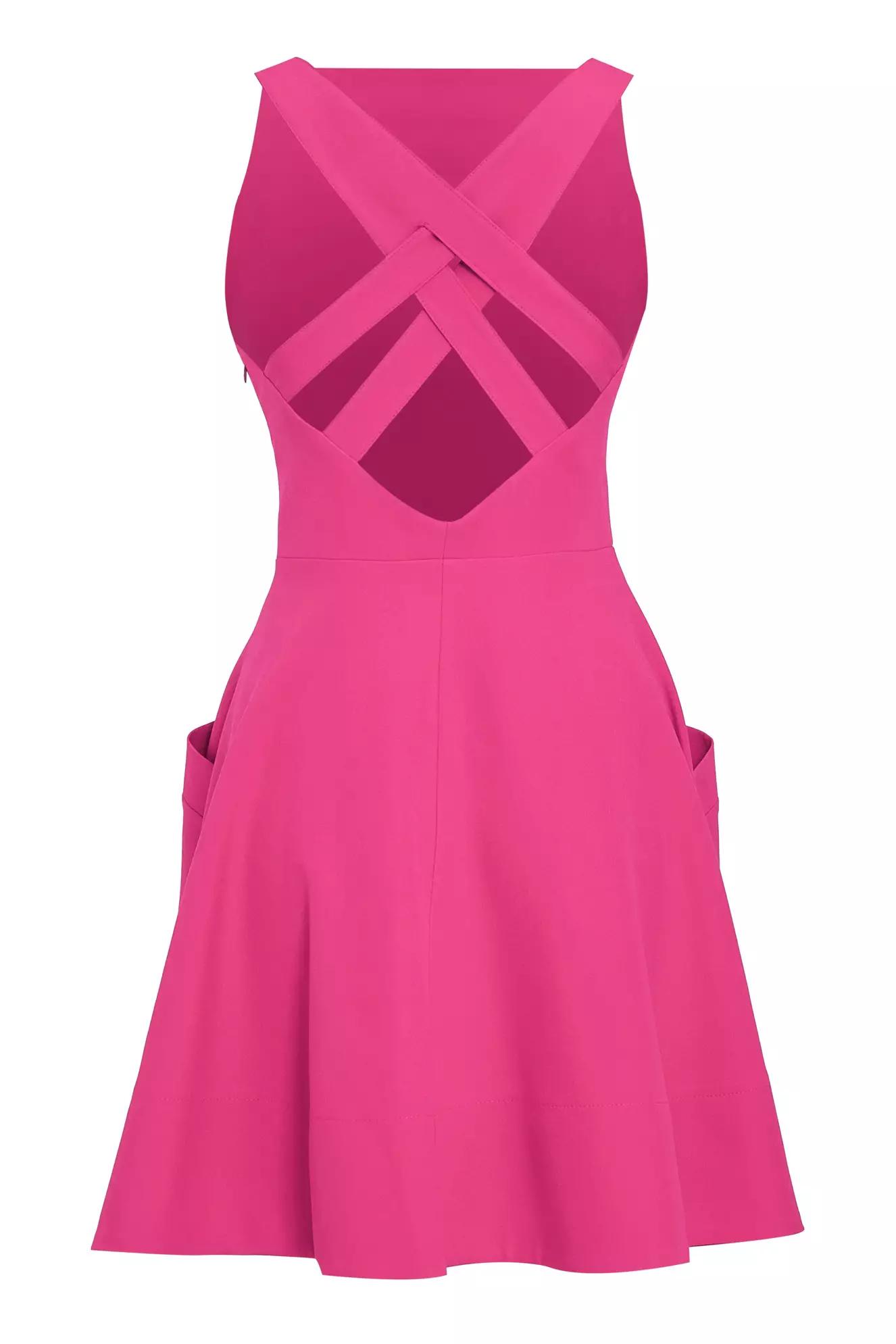 Fuchsia crepe sleeveless mini dress