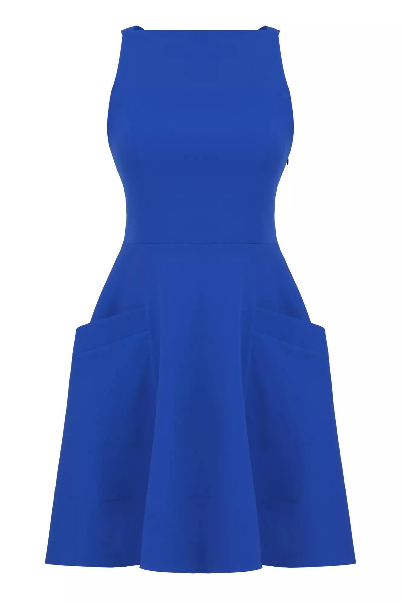 Blue crepe sleeveless mini dress