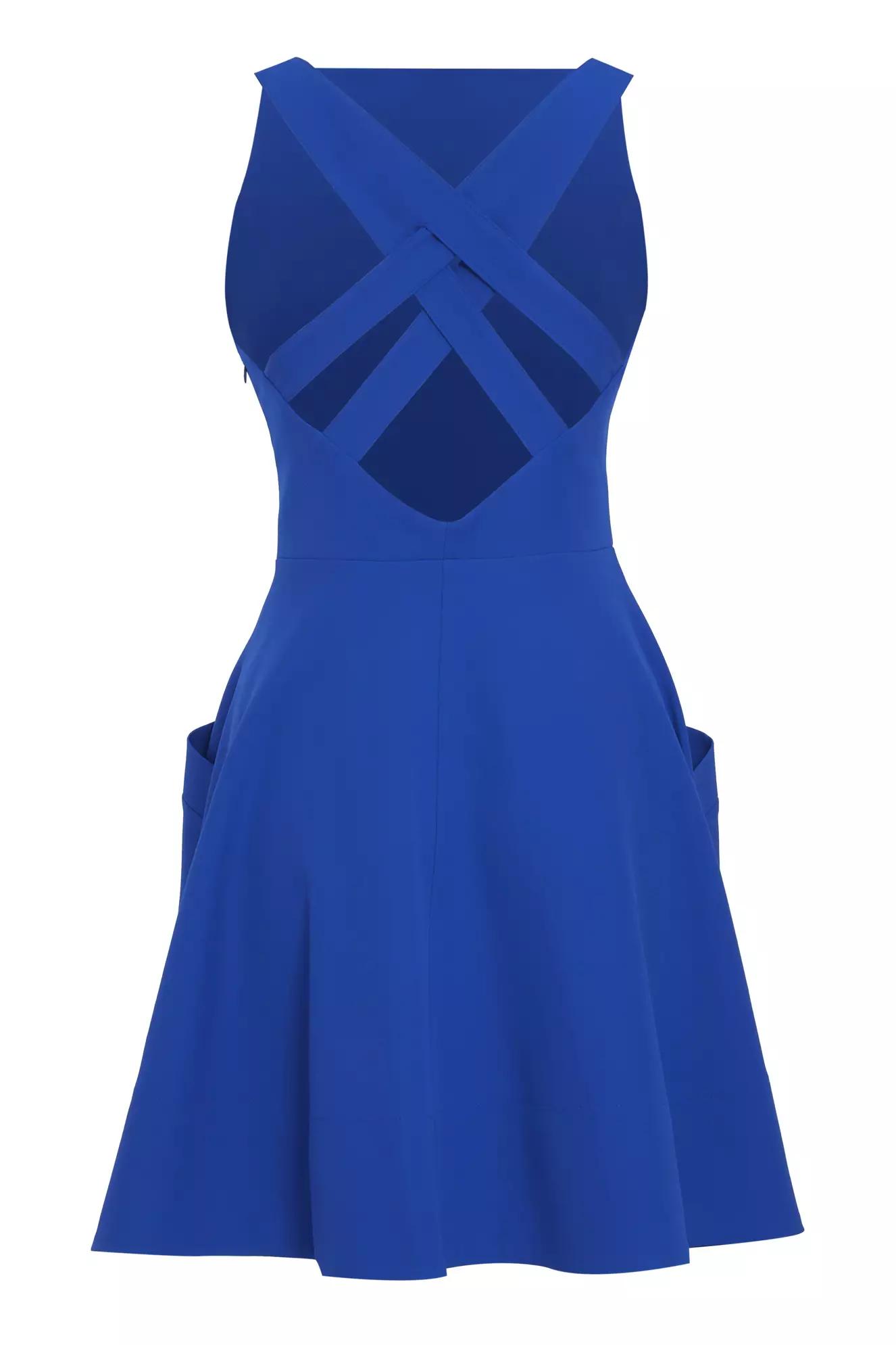 Blue crepe sleeveless mini dress