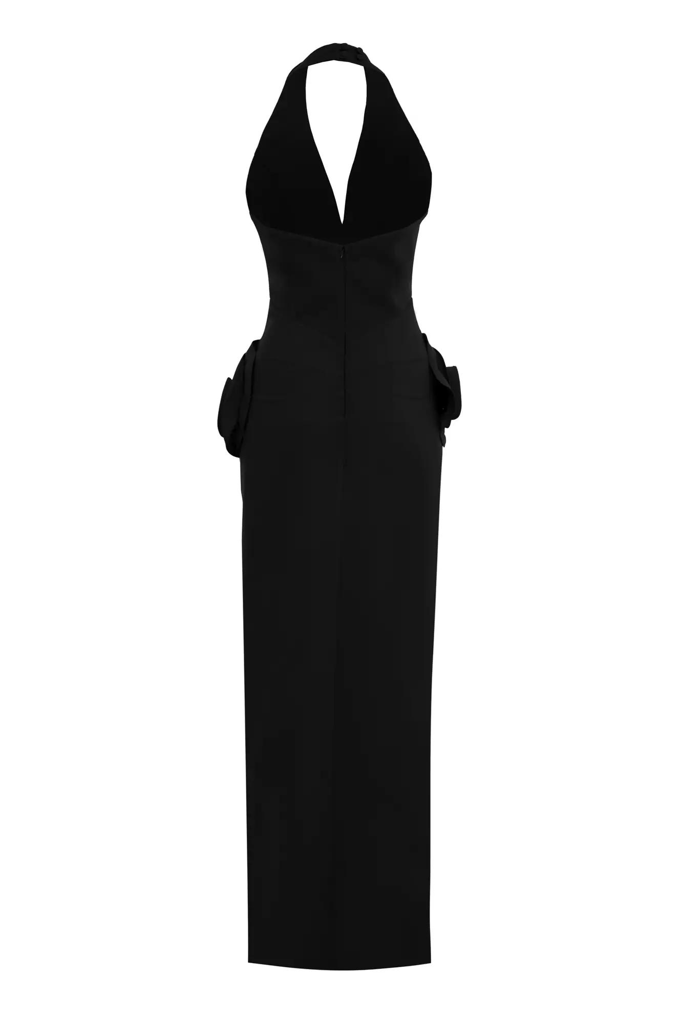 Black crepe sleeveless long dress