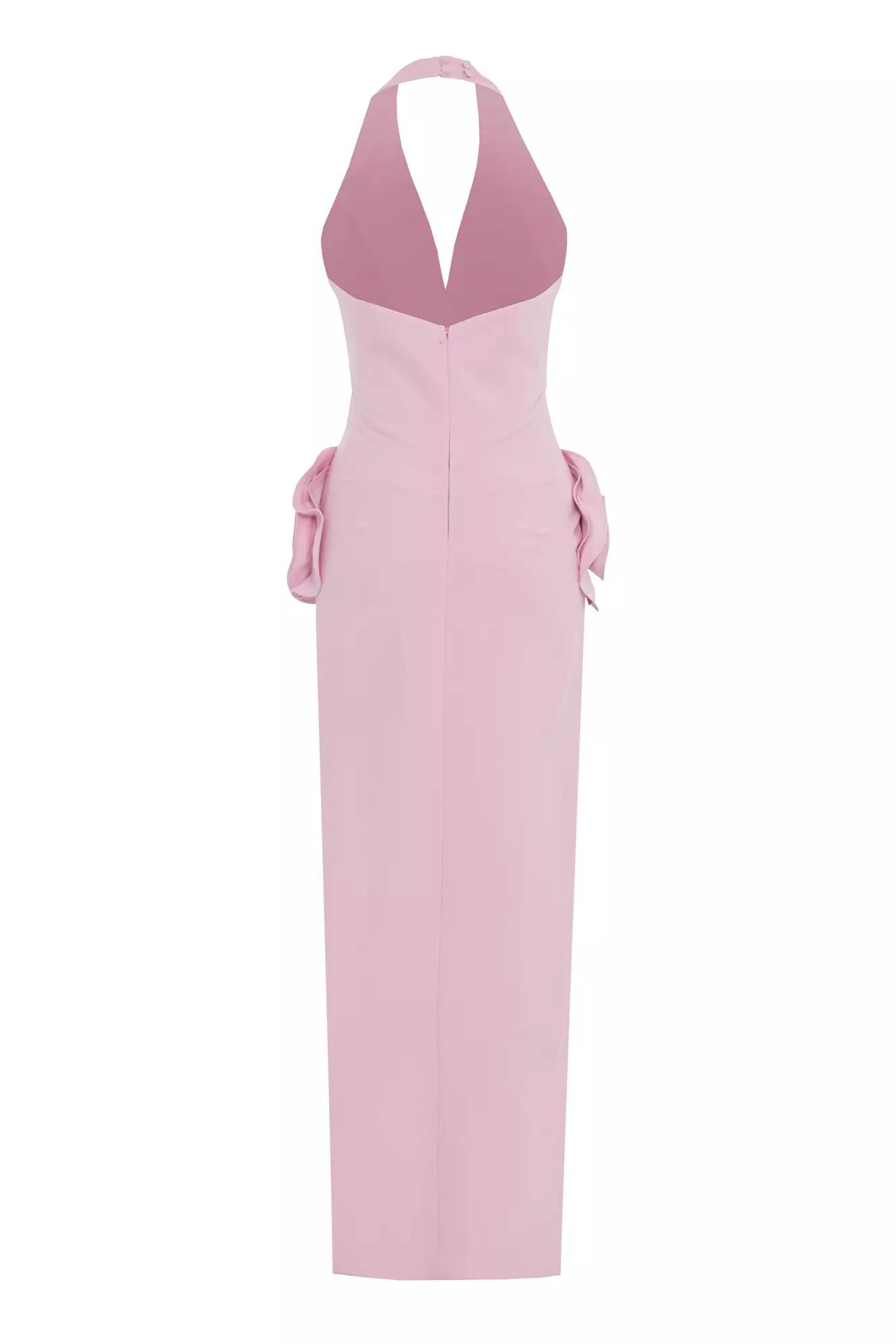 Pink crepe sleeveless long dress