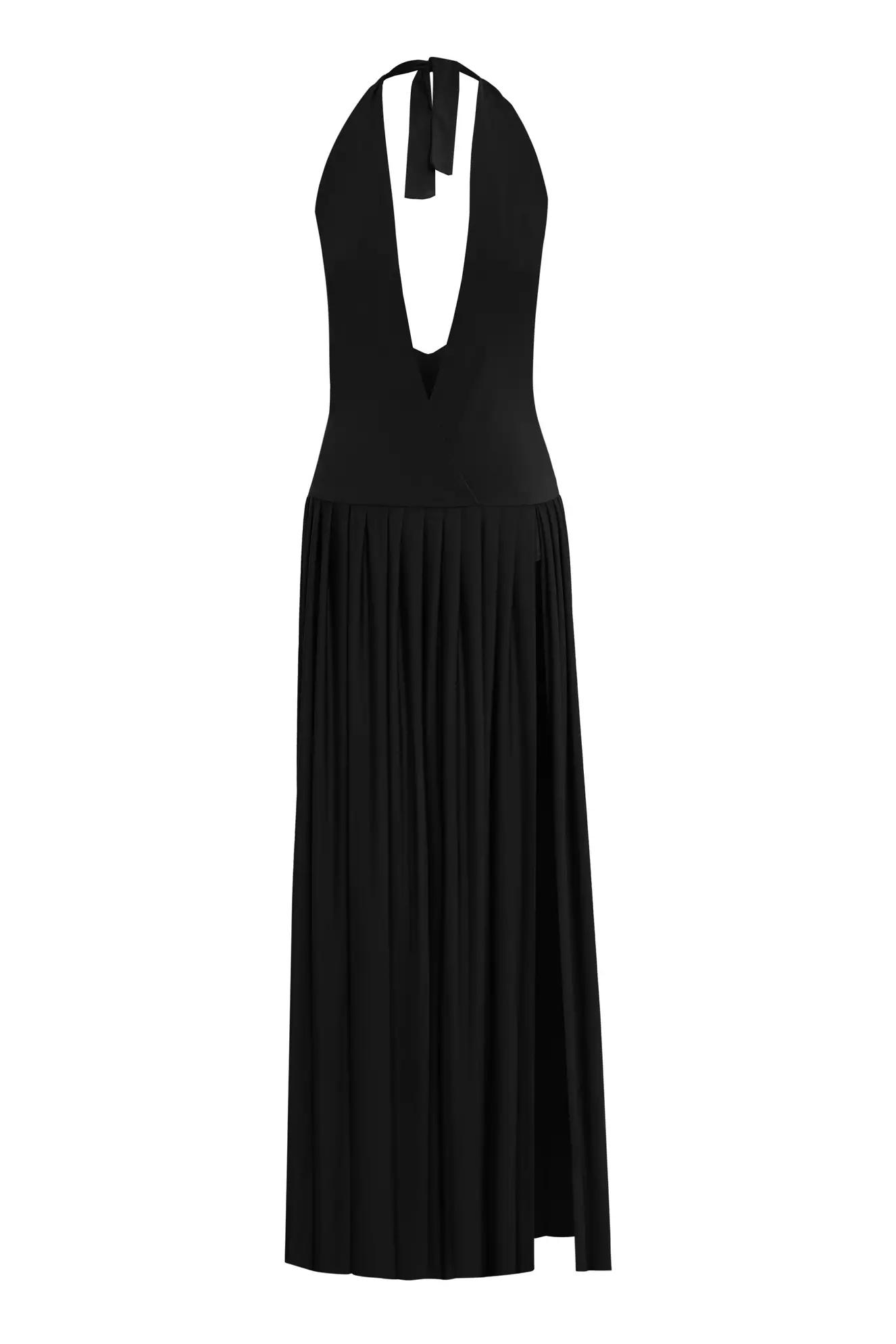 Black knitted sleeveless long dress