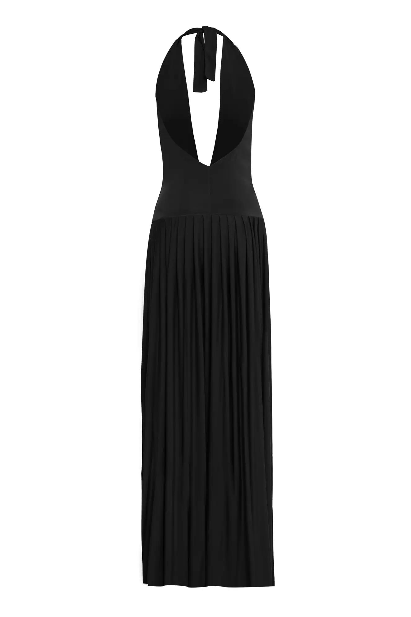 Black knitted sleeveless long dress