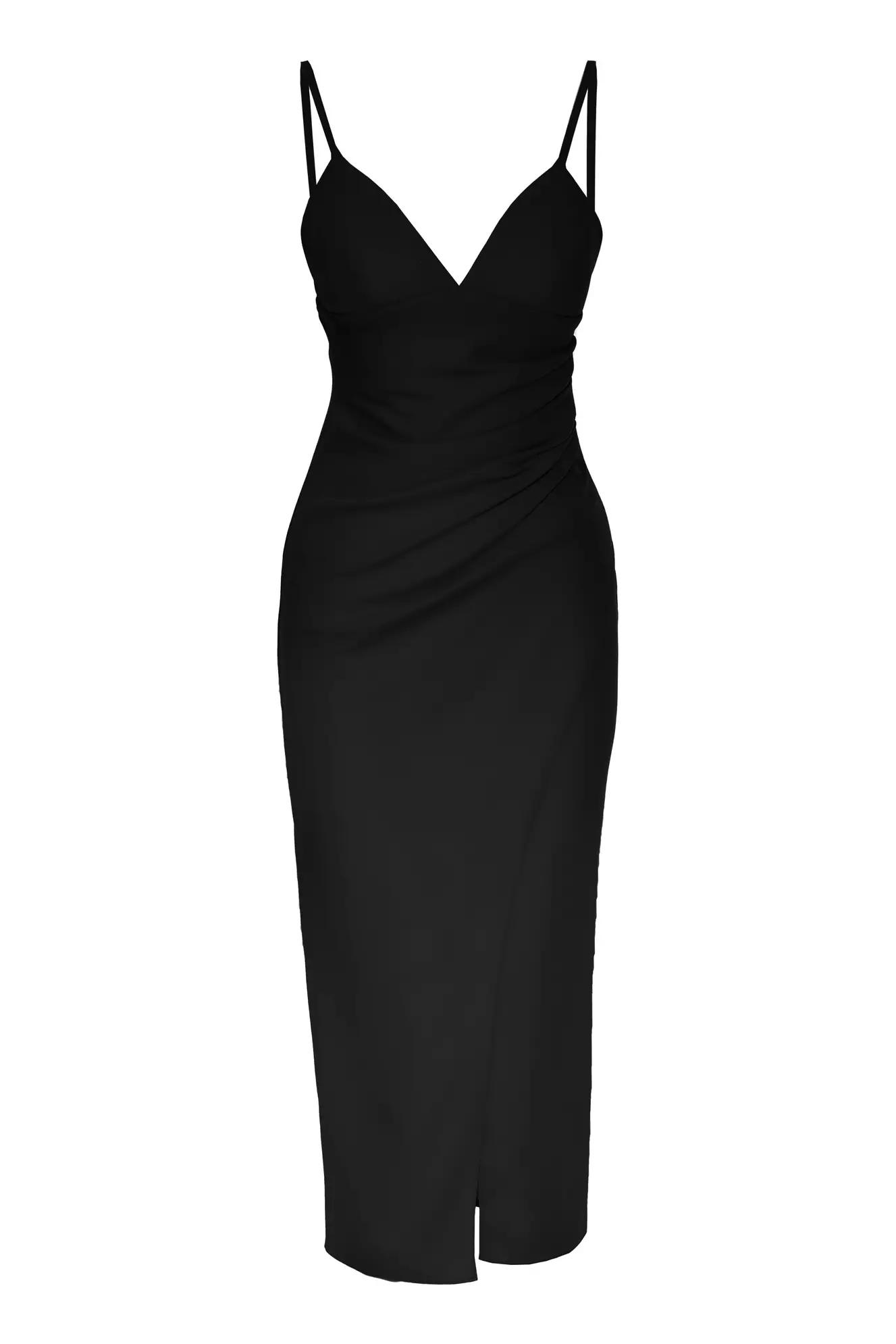 Black crepe sleeveless maxi dress