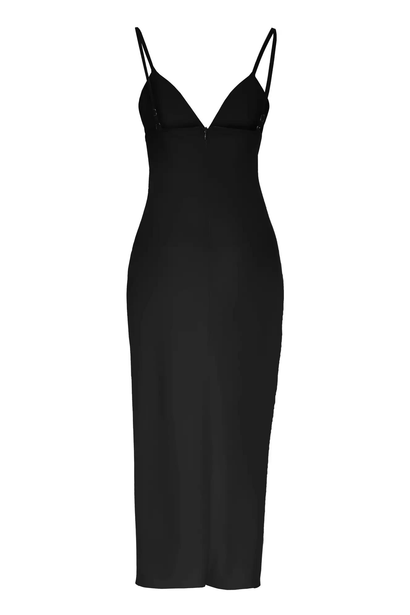 Black crepe sleeveless maxi dress