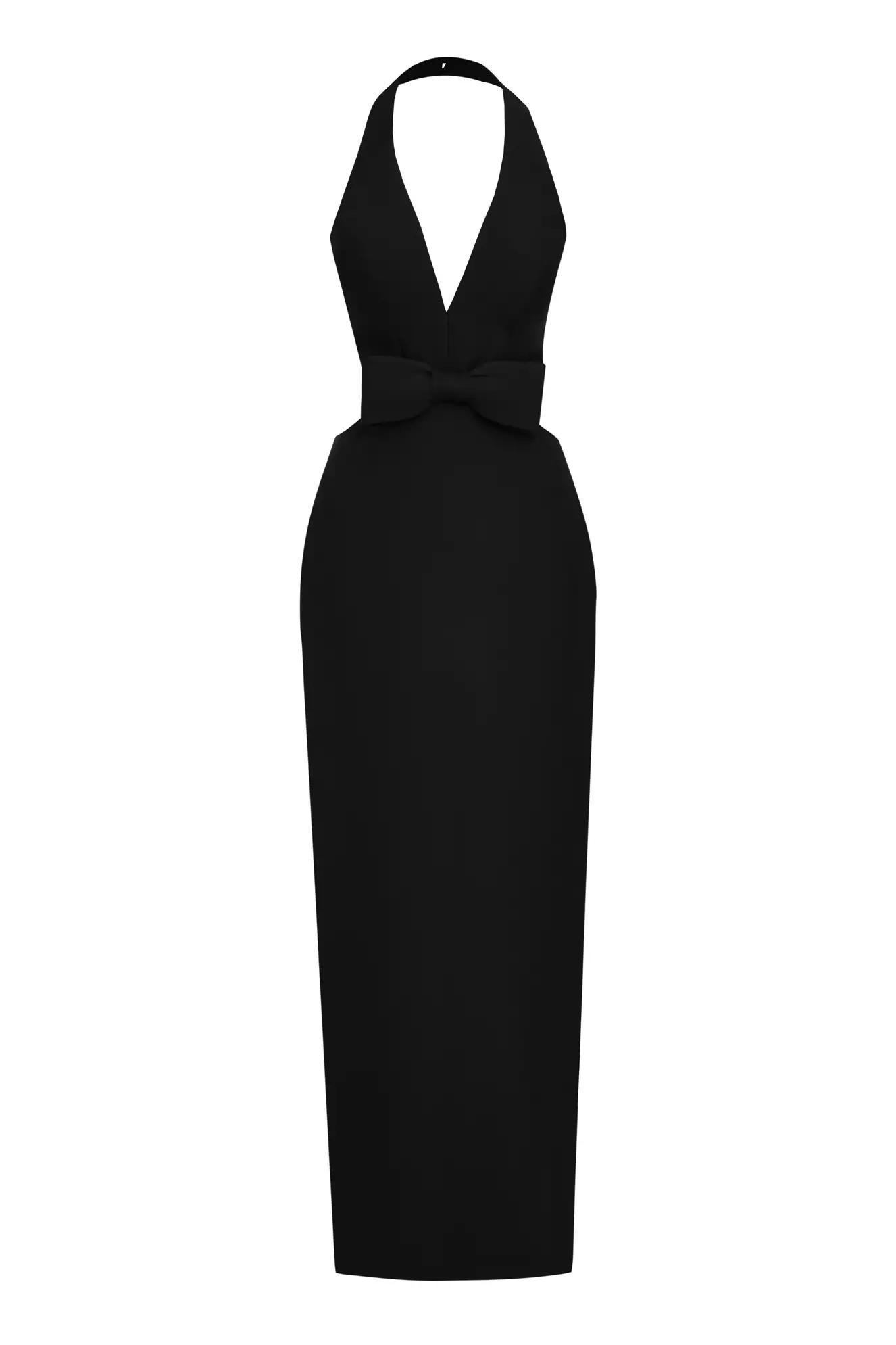 Black crepe sleeveless long dress