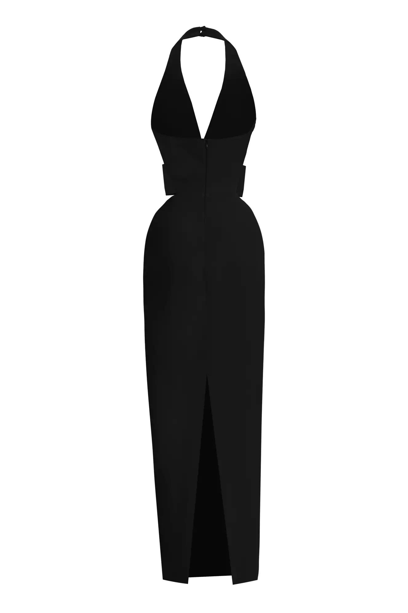 Black crepe sleeveless long dress