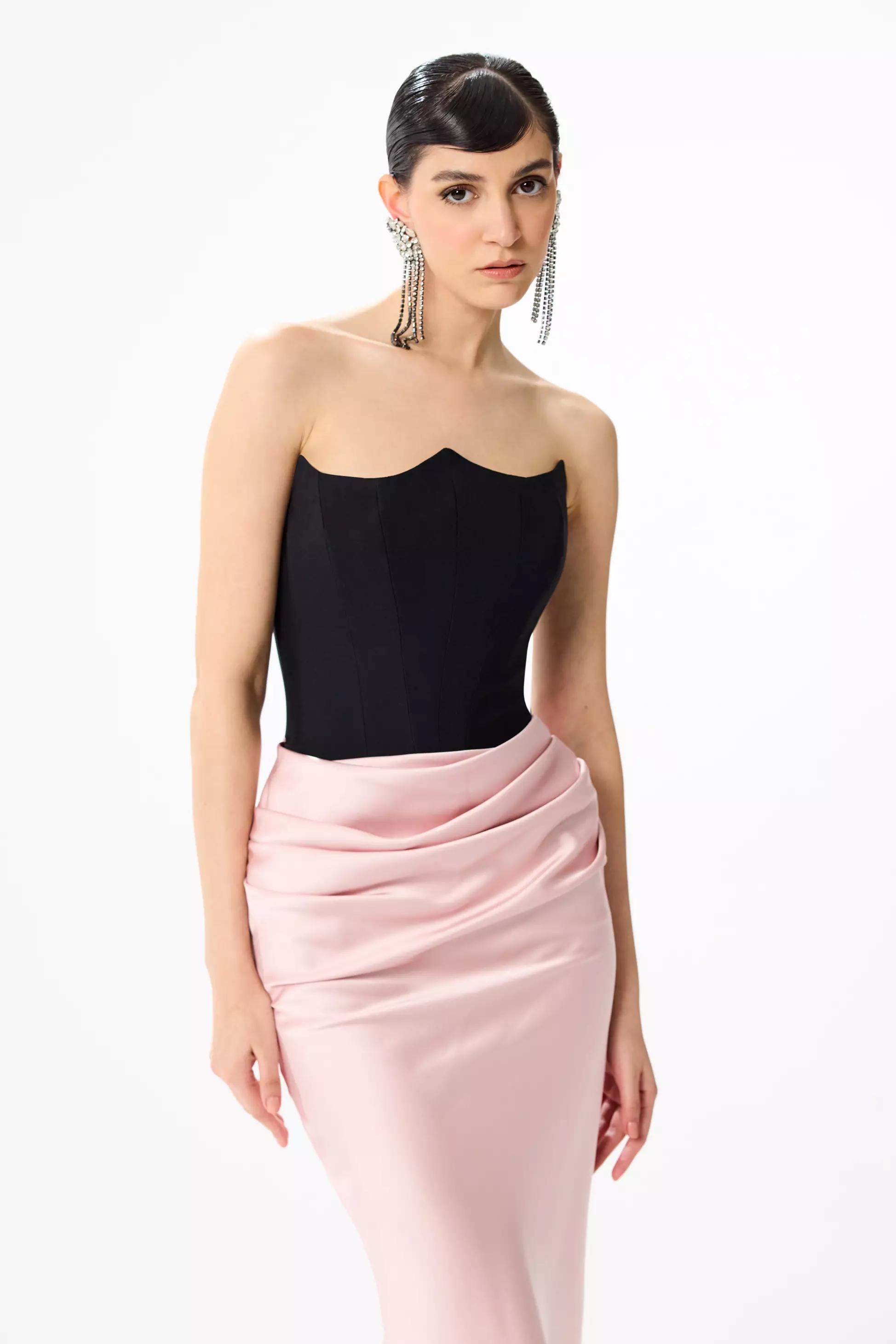 Blush satin sleeveless long dress