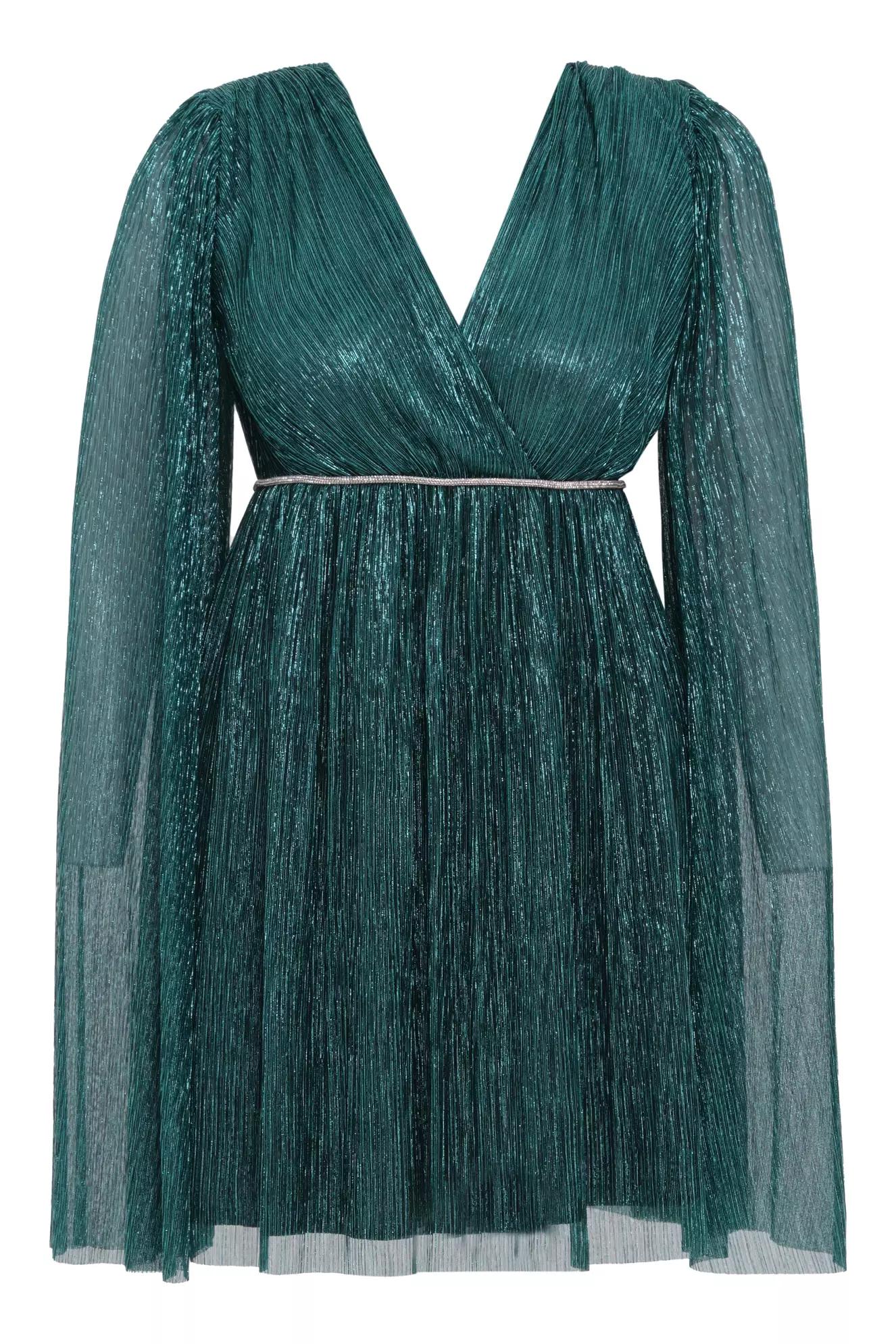 Green plus size moonlight long sleeve mini dress