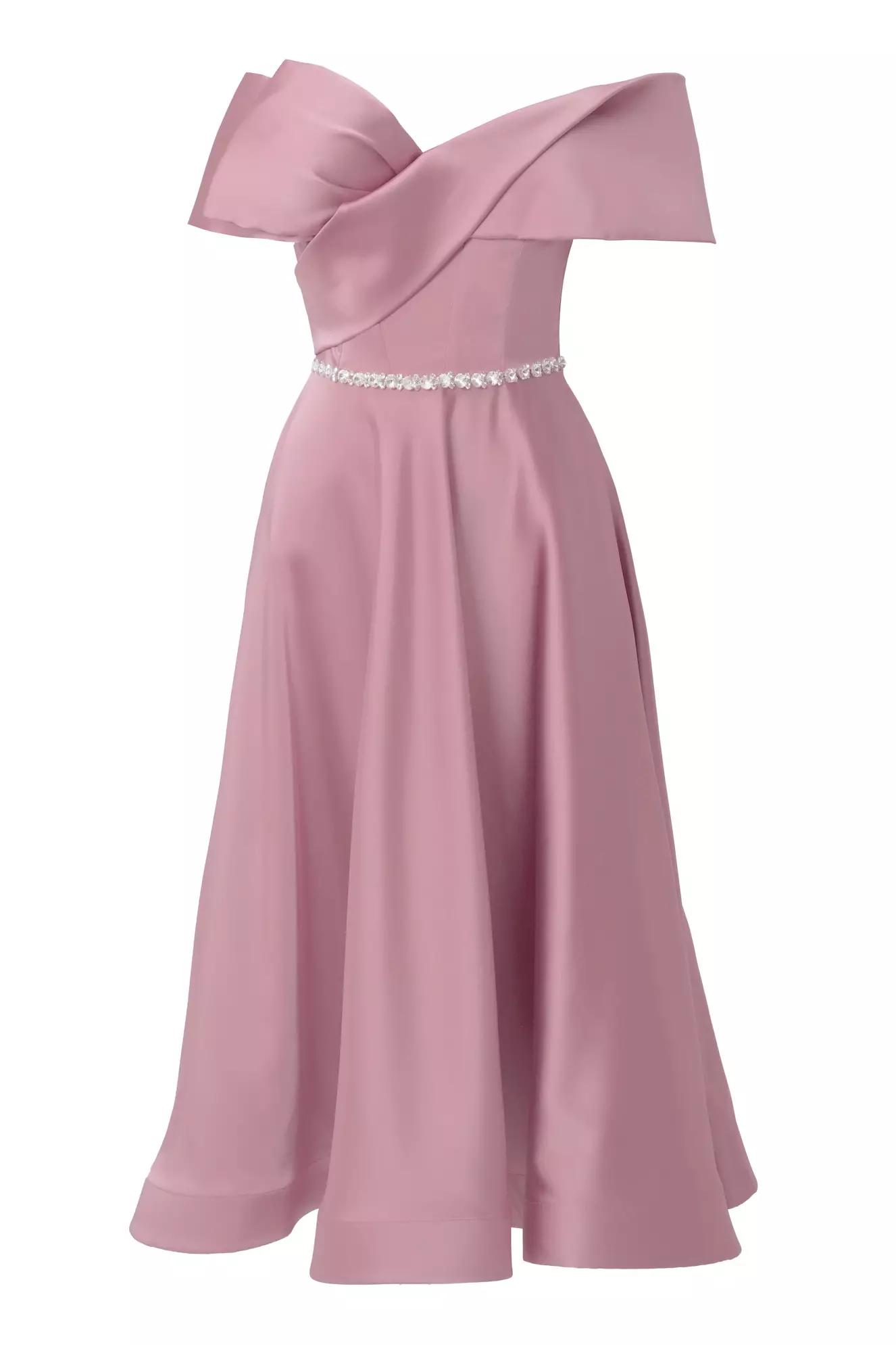 Blush satin sleeveless long dress