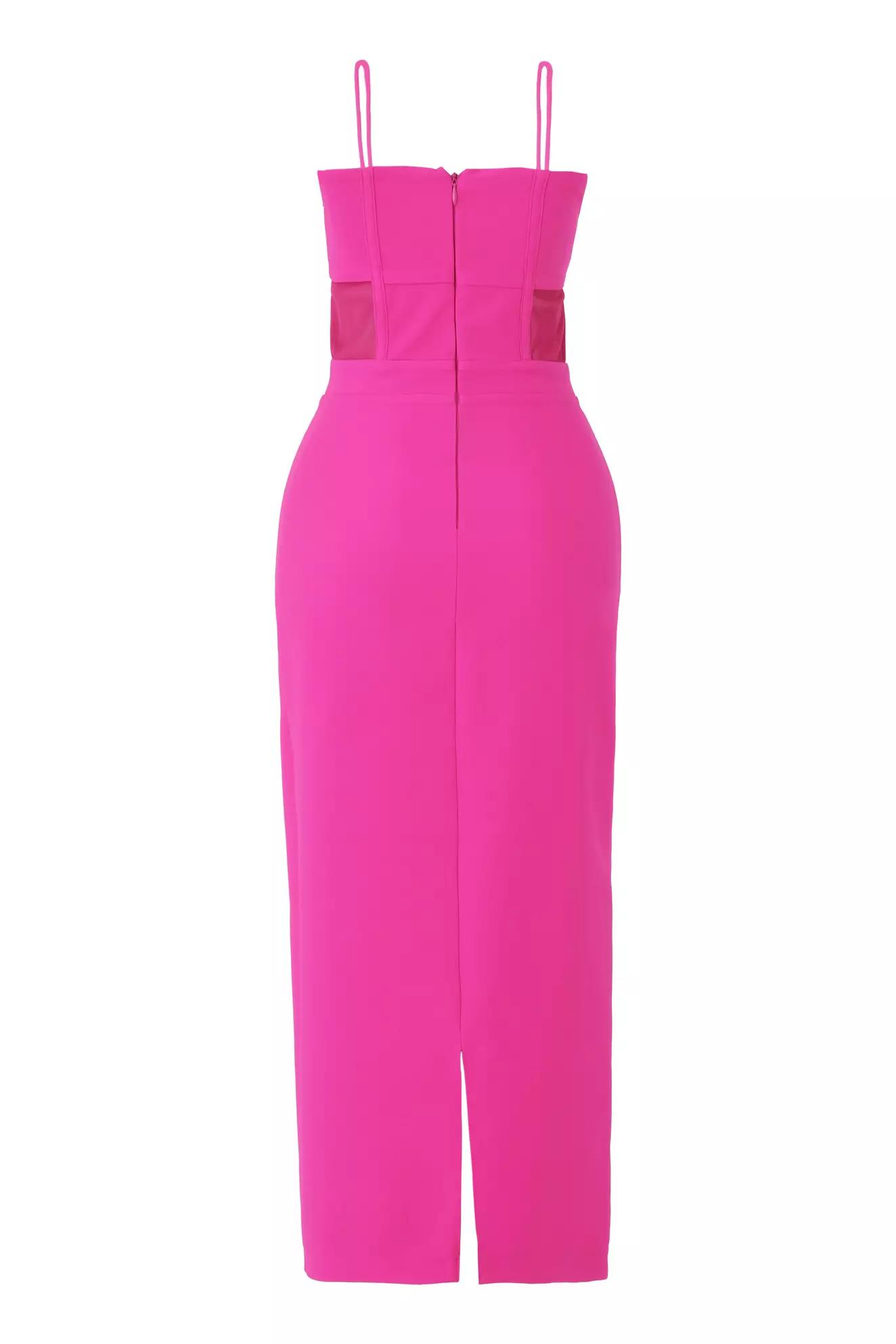 Fuchsia crepe sleeveless midi dress