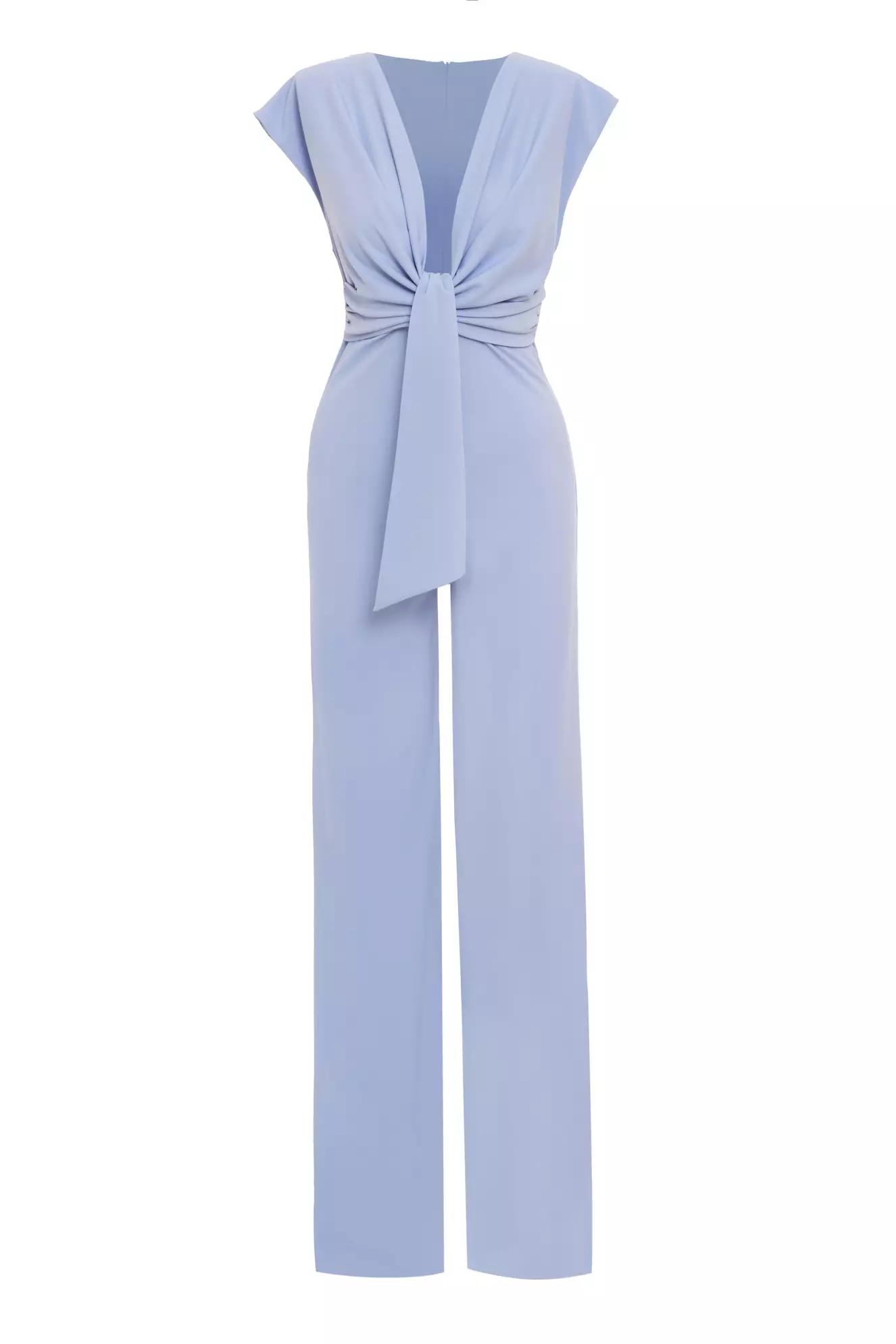 Blue knitted sleeveless long suit