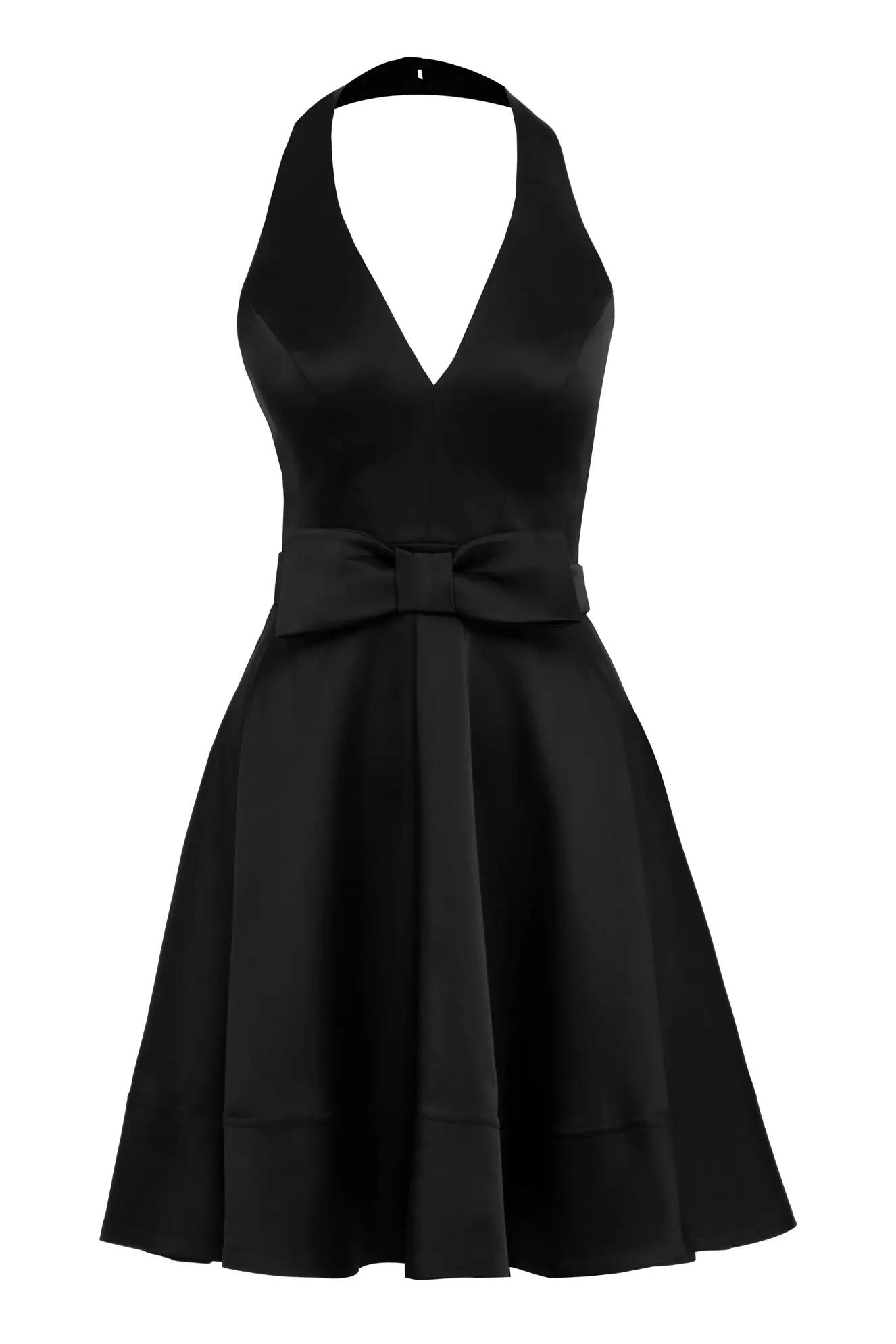 Black satin sleeveless mini dress