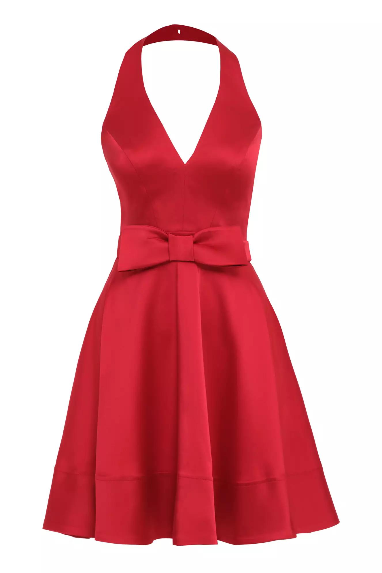 Red satin sleeveless mini dress