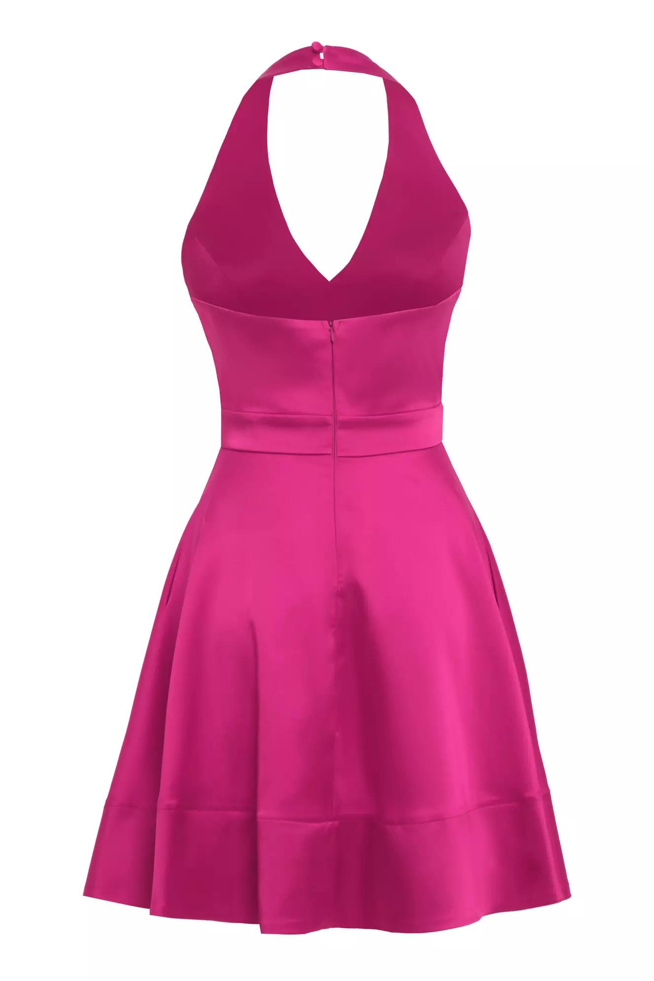 Fuchsia satin sleeveless mini dress