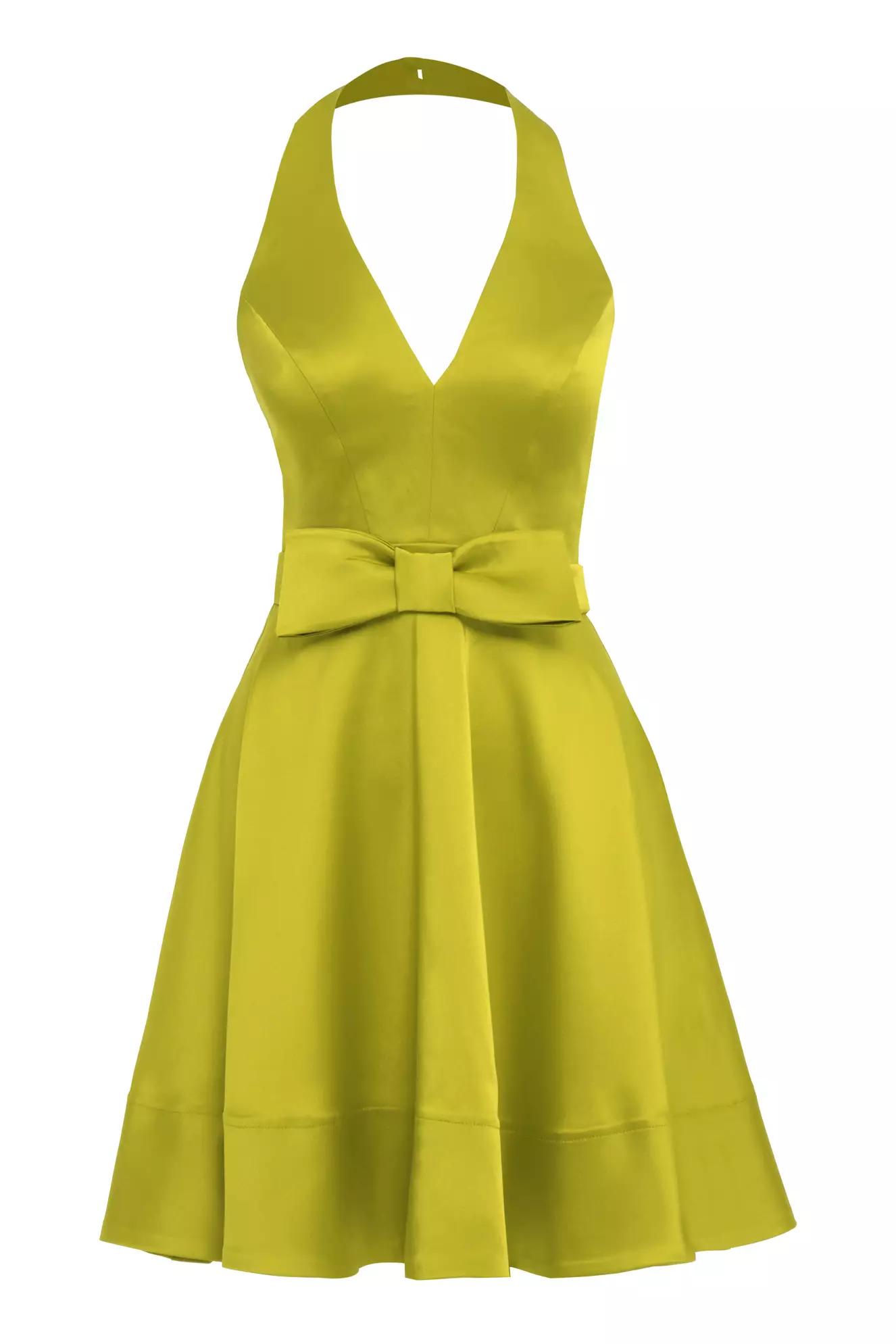 Pistachio green satin sleeveless mini dress