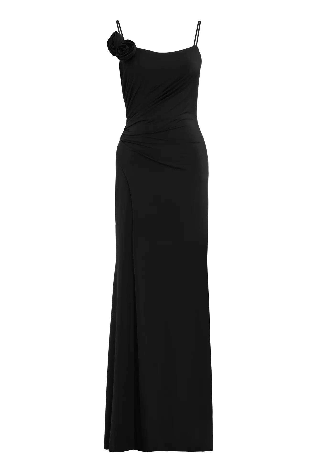 Black knitted sleeveless long dress