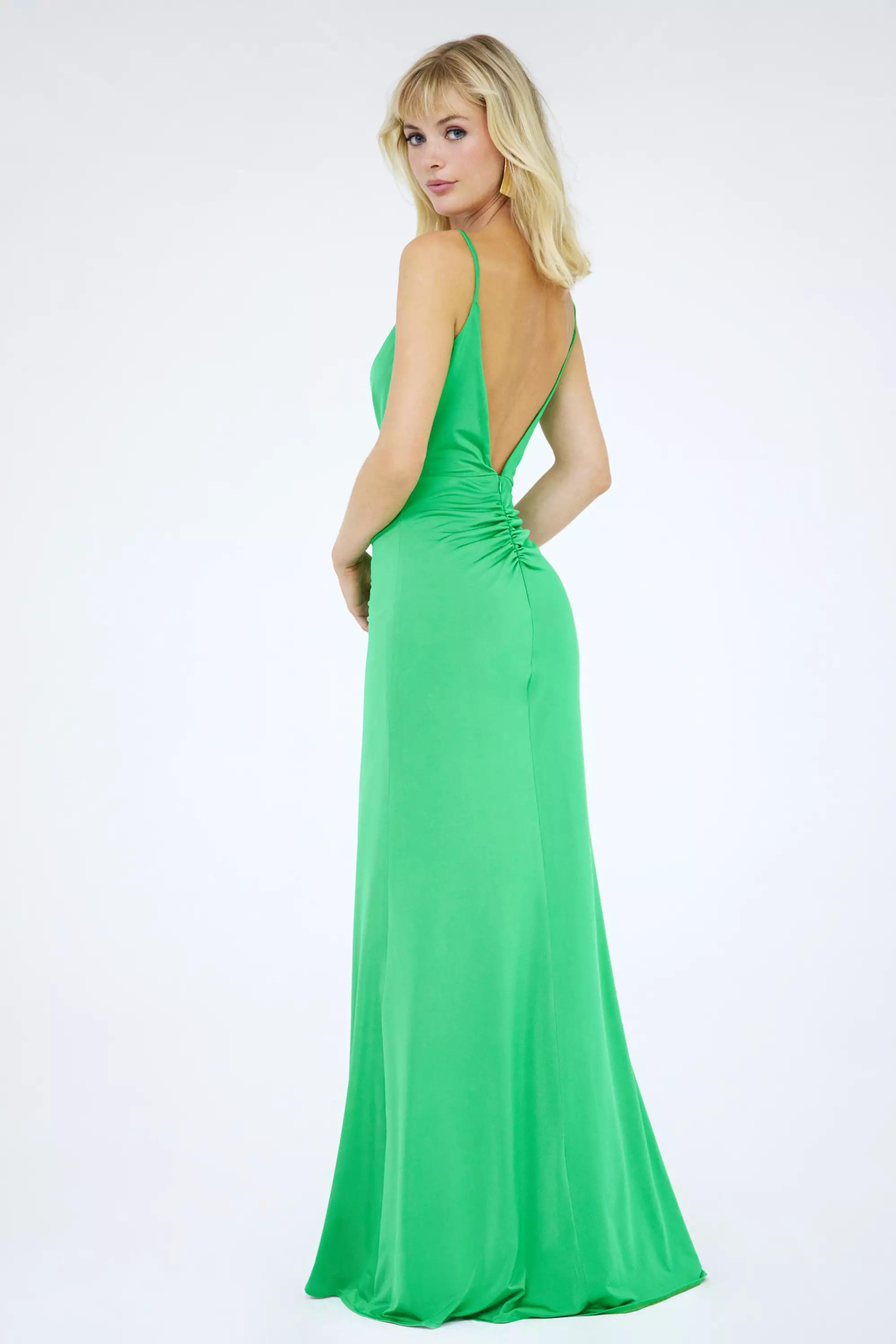 Green knitted sleeveless long dress