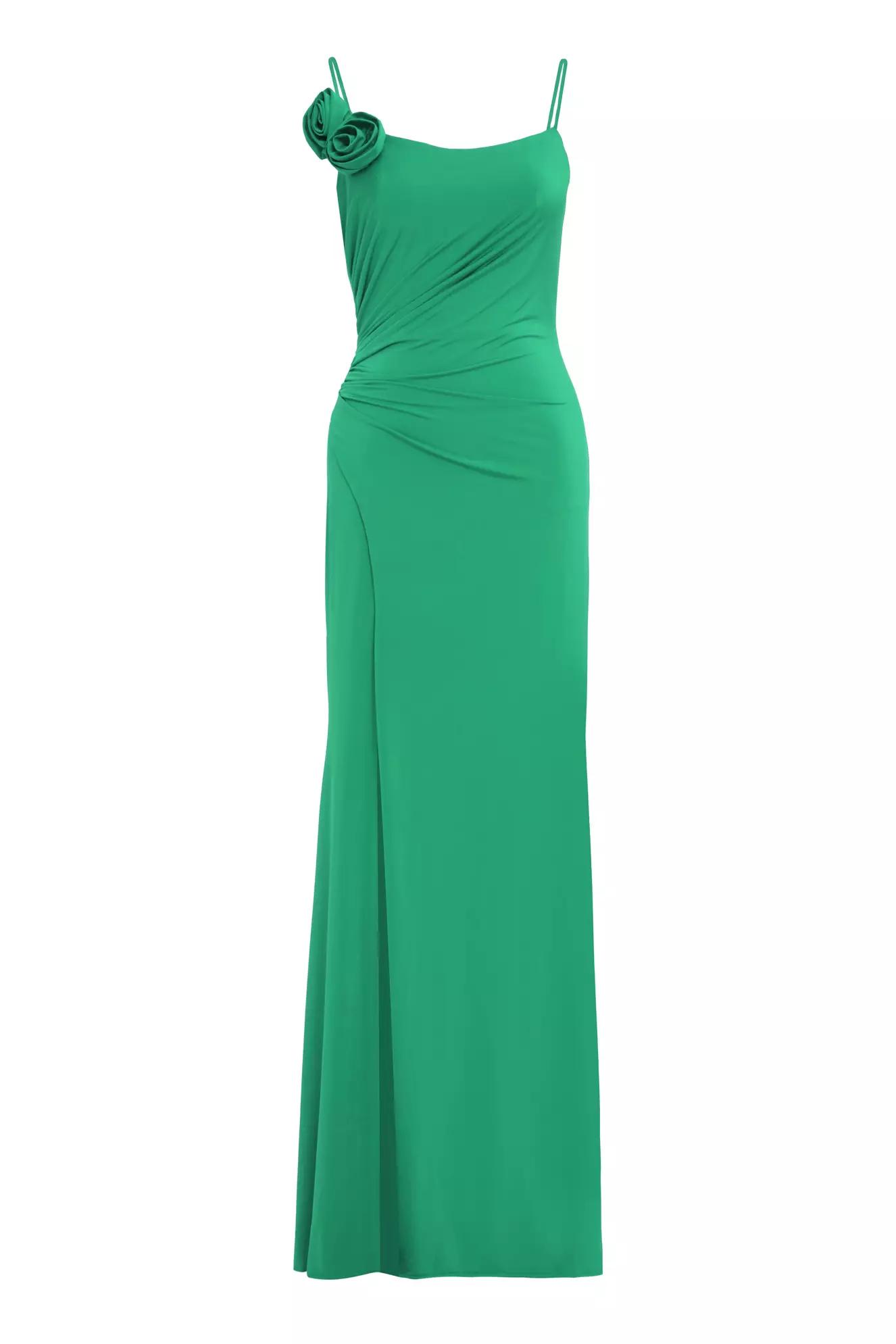 Green knitted sleeveless long dress