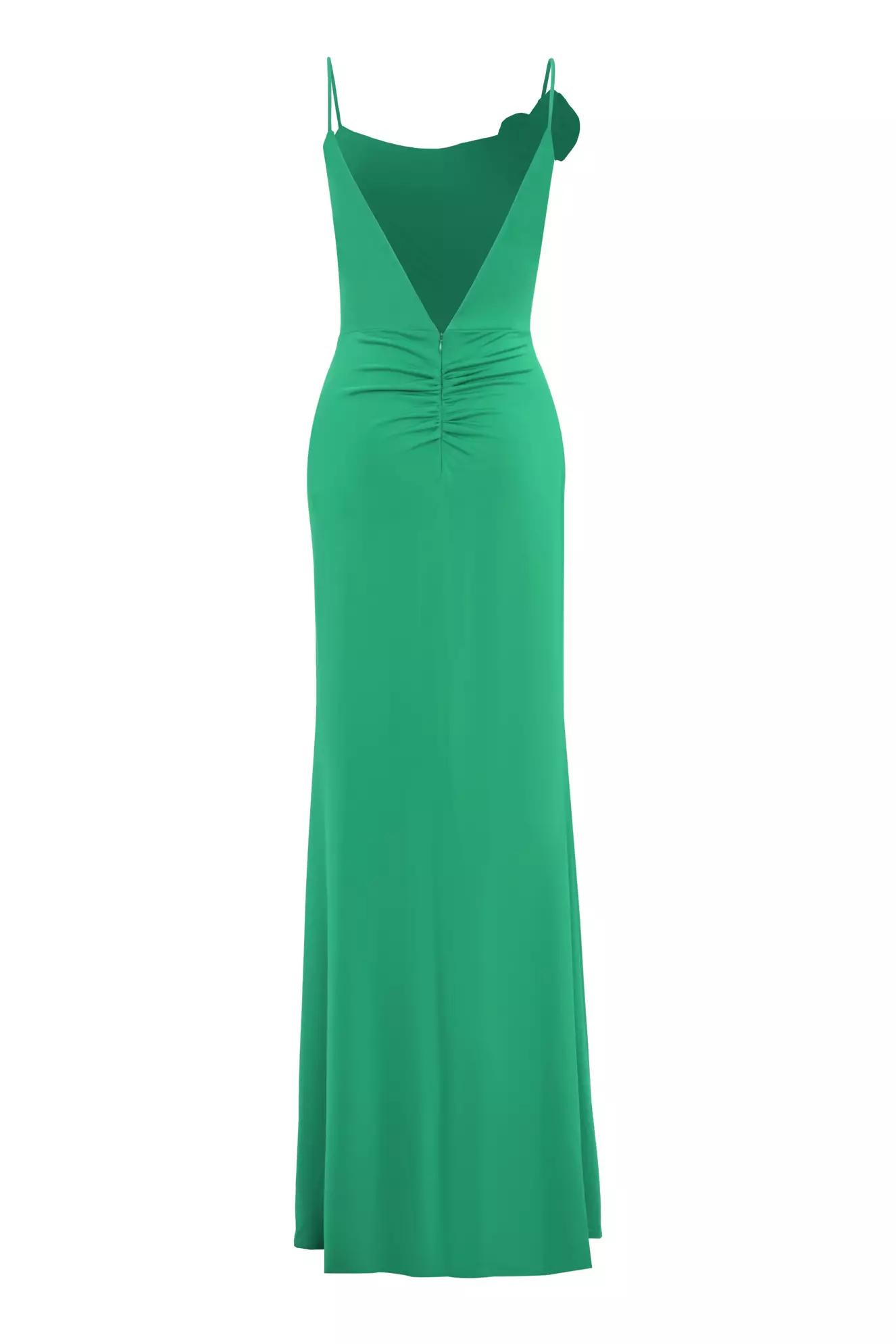 Green knitted sleeveless long dress