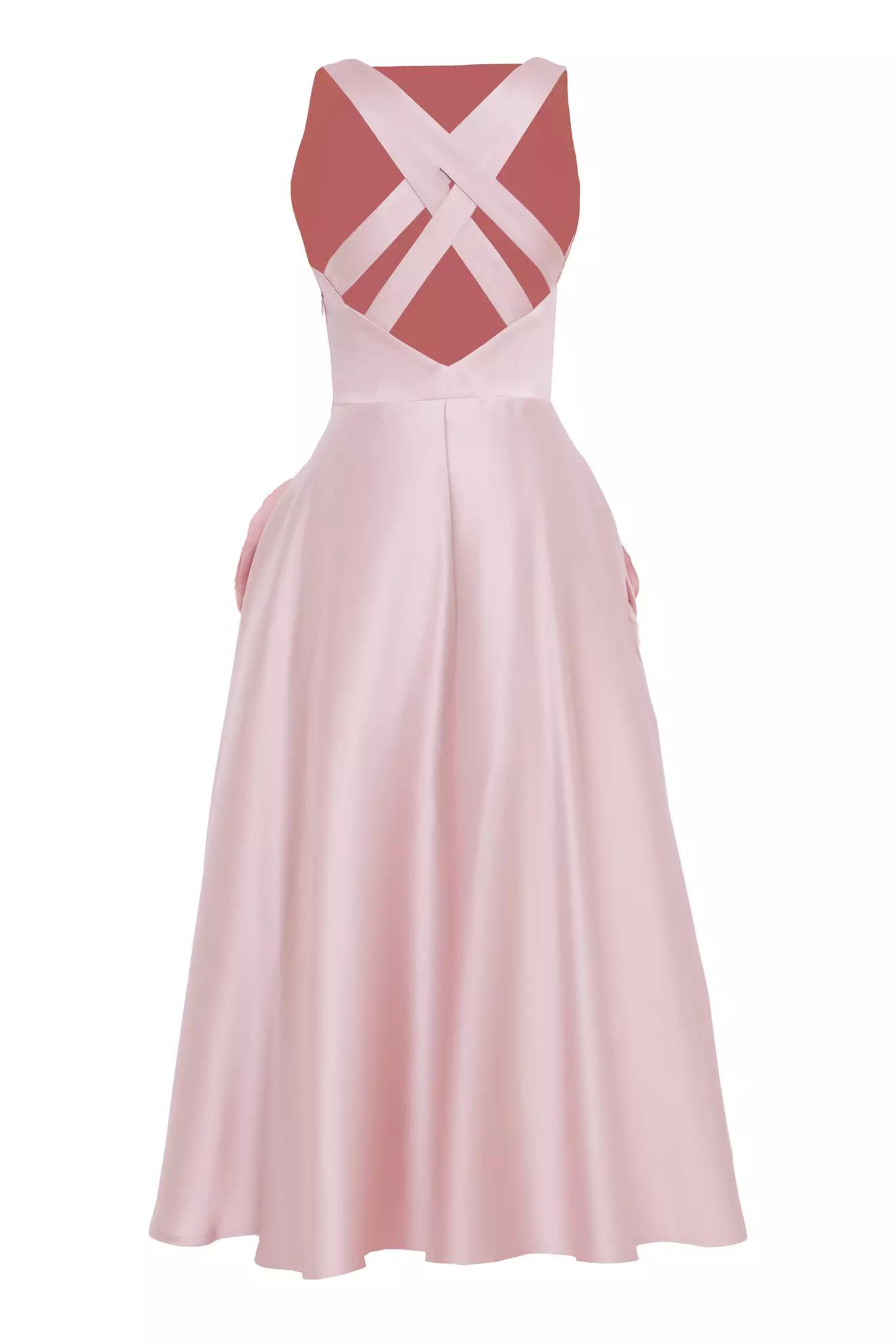 Blush satin sleeveless long dress