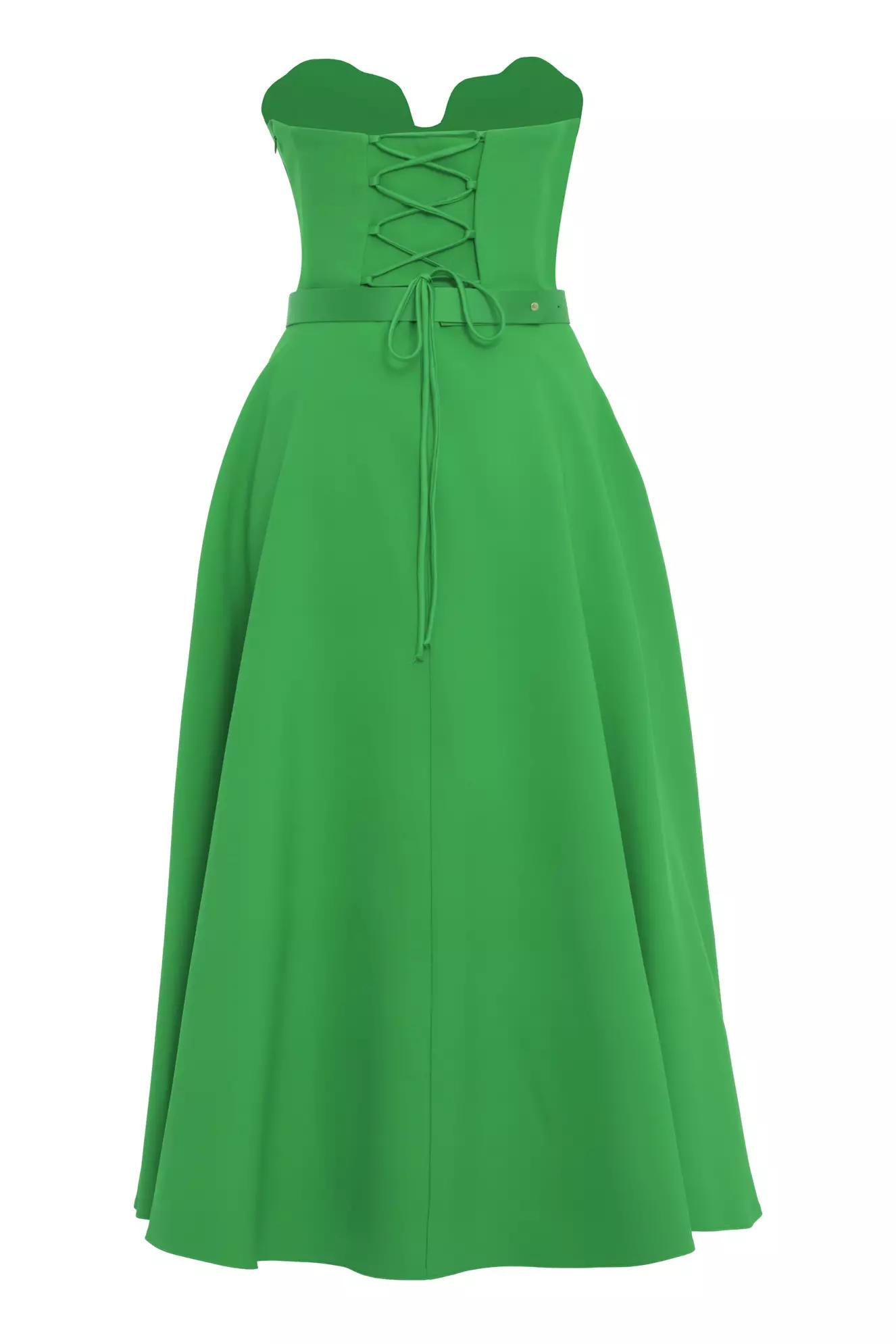 Green crepe sleeveless long dress