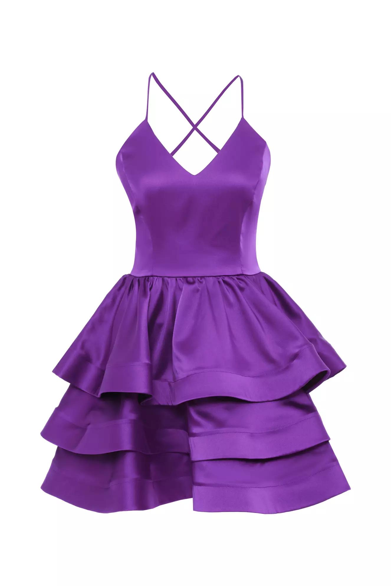 Purple satin sleeveless mini dress