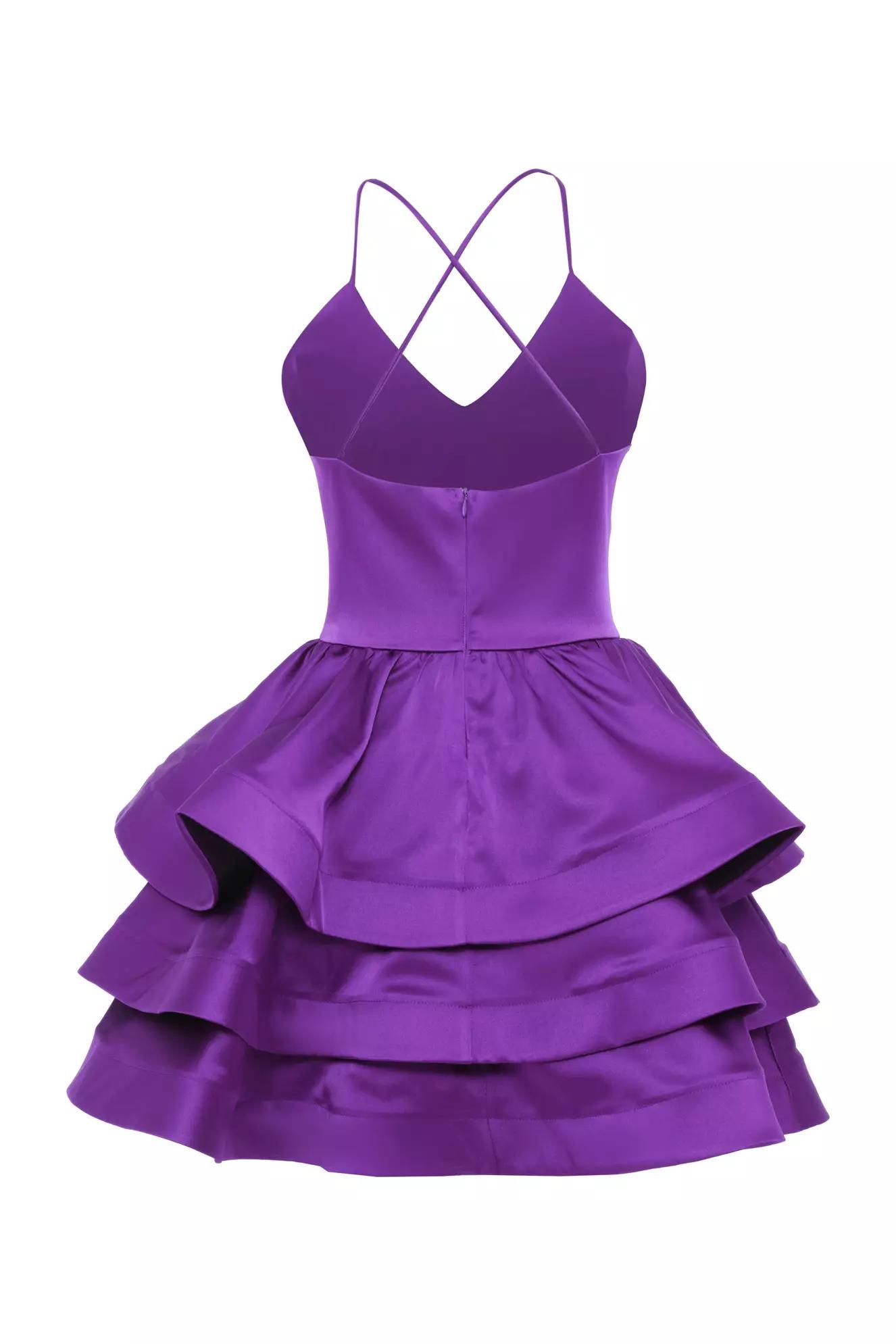 Purple satin sleeveless mini dress