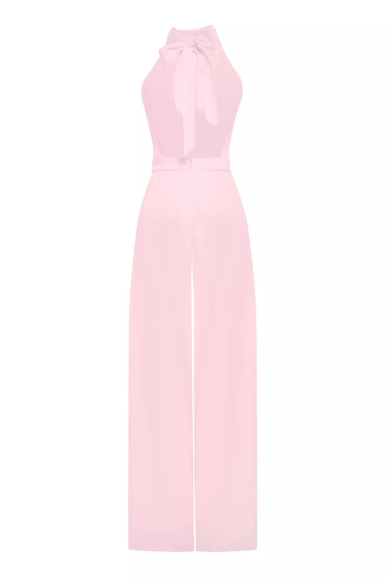 Blush satin sleeveless long suit