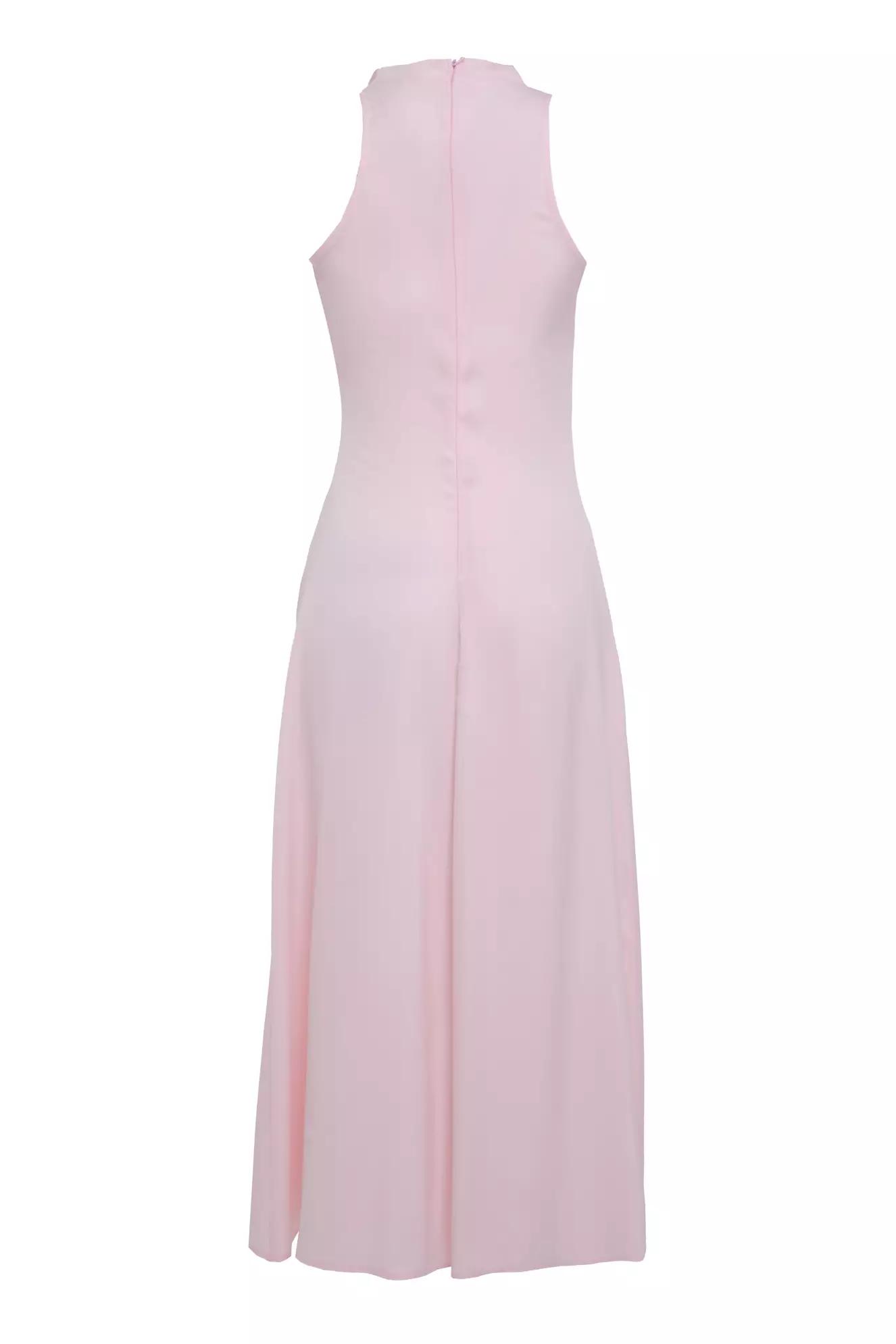 Blush satin sleeveless midi dress