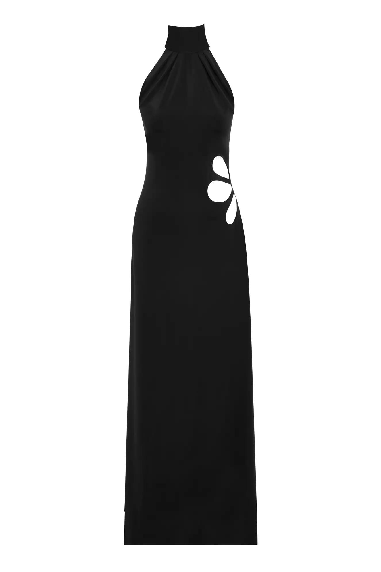 Black crepe sleeveless long dress