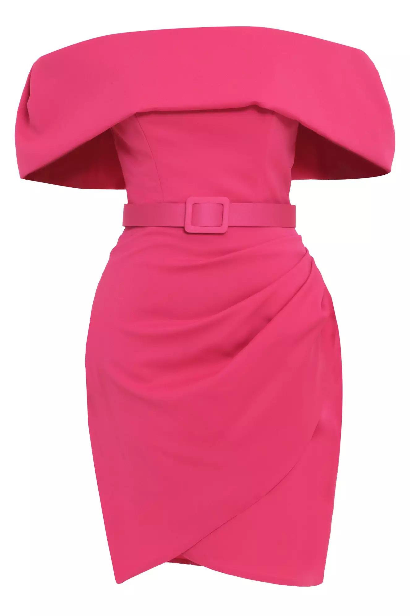 Fuchsia crepe sleeveless mini dress