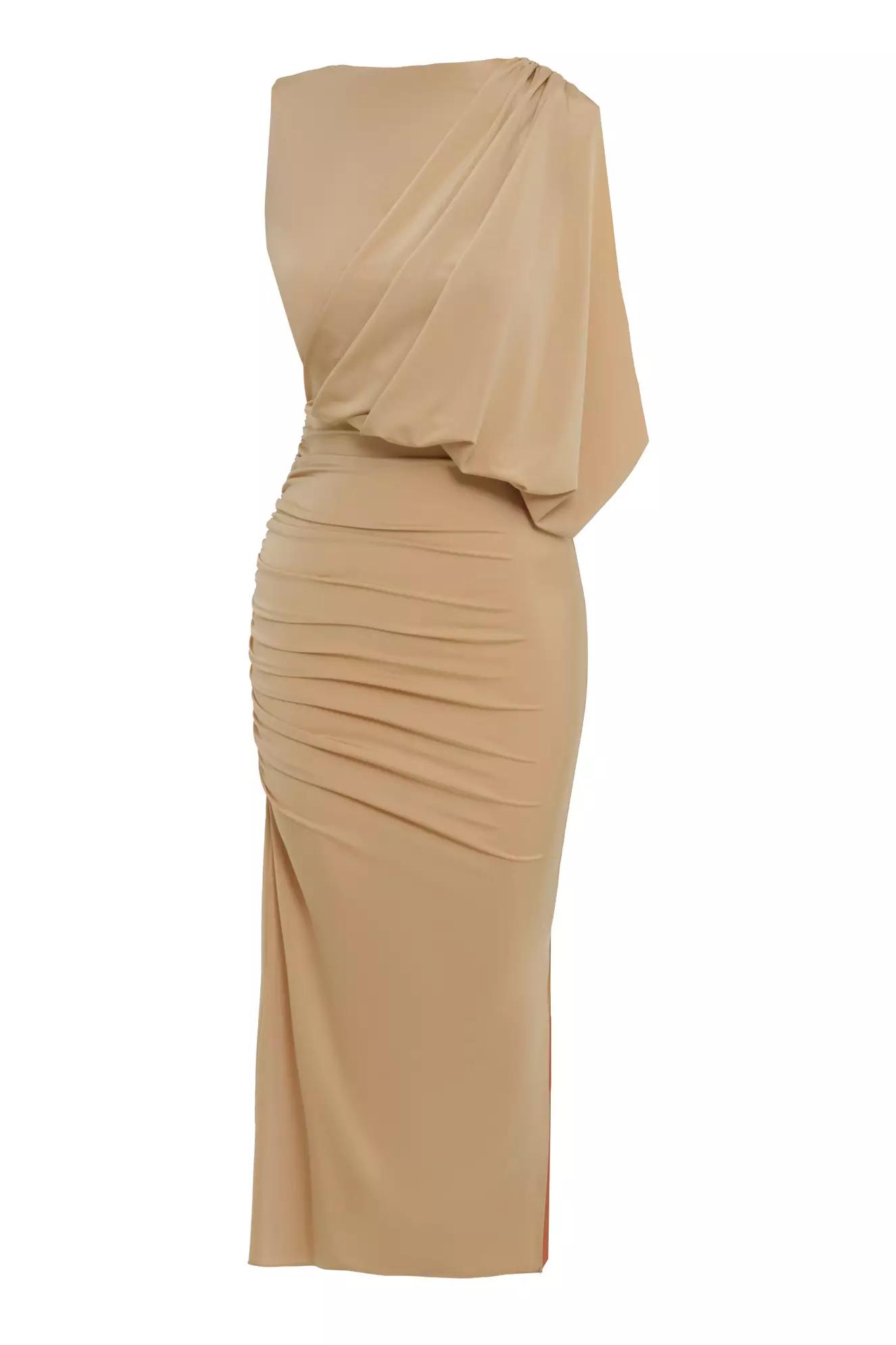 Beige sendy sleeveless maxi dress