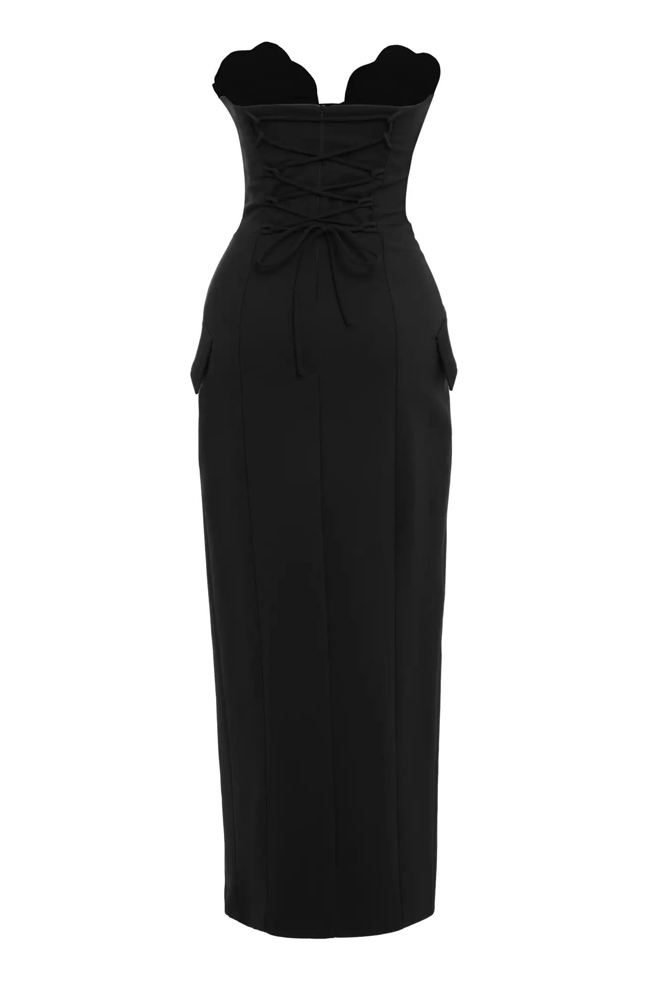 Black crepe sleeveless maxi dress