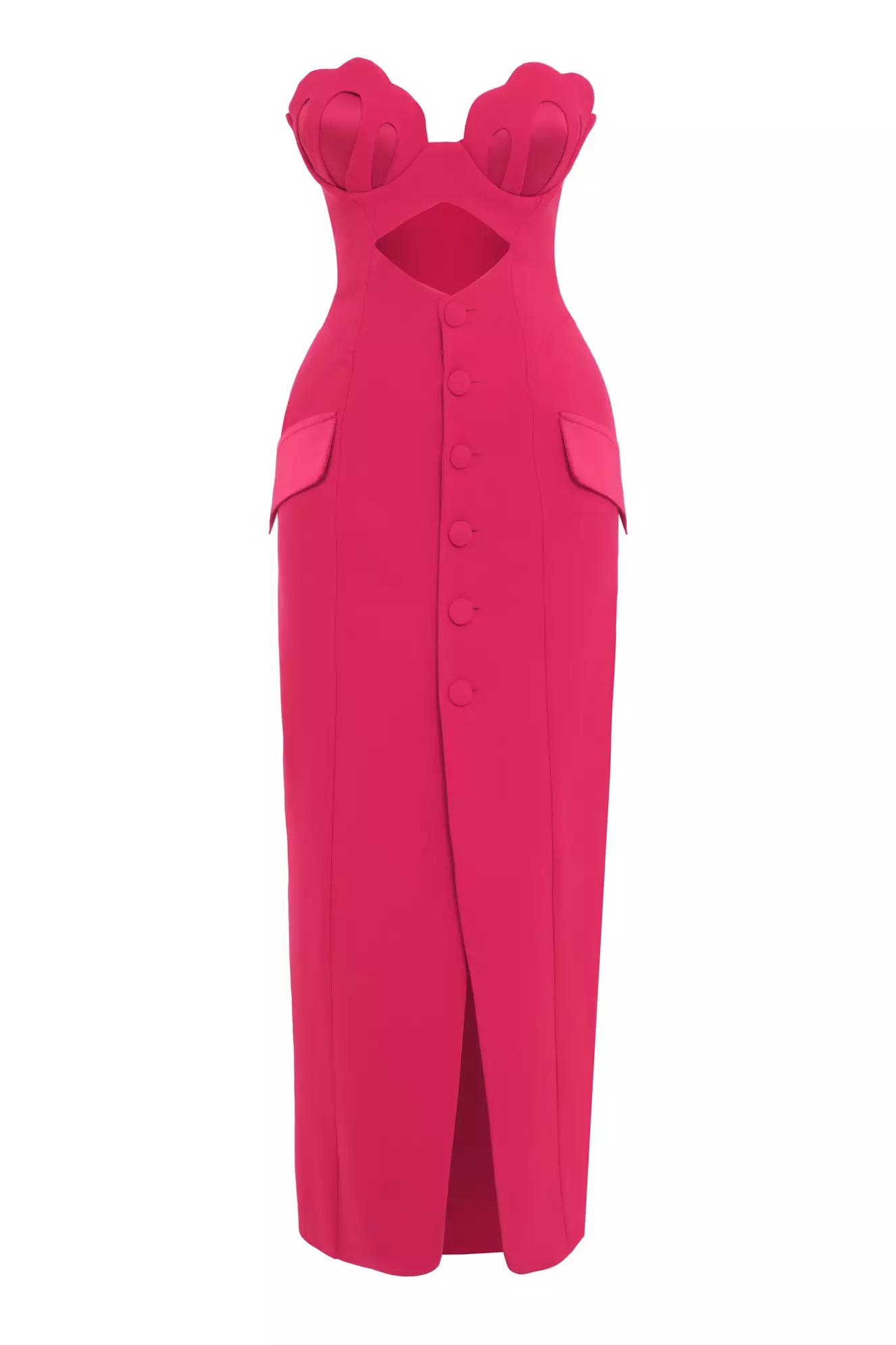 Fuchsia crepe sleeveless maxi dress